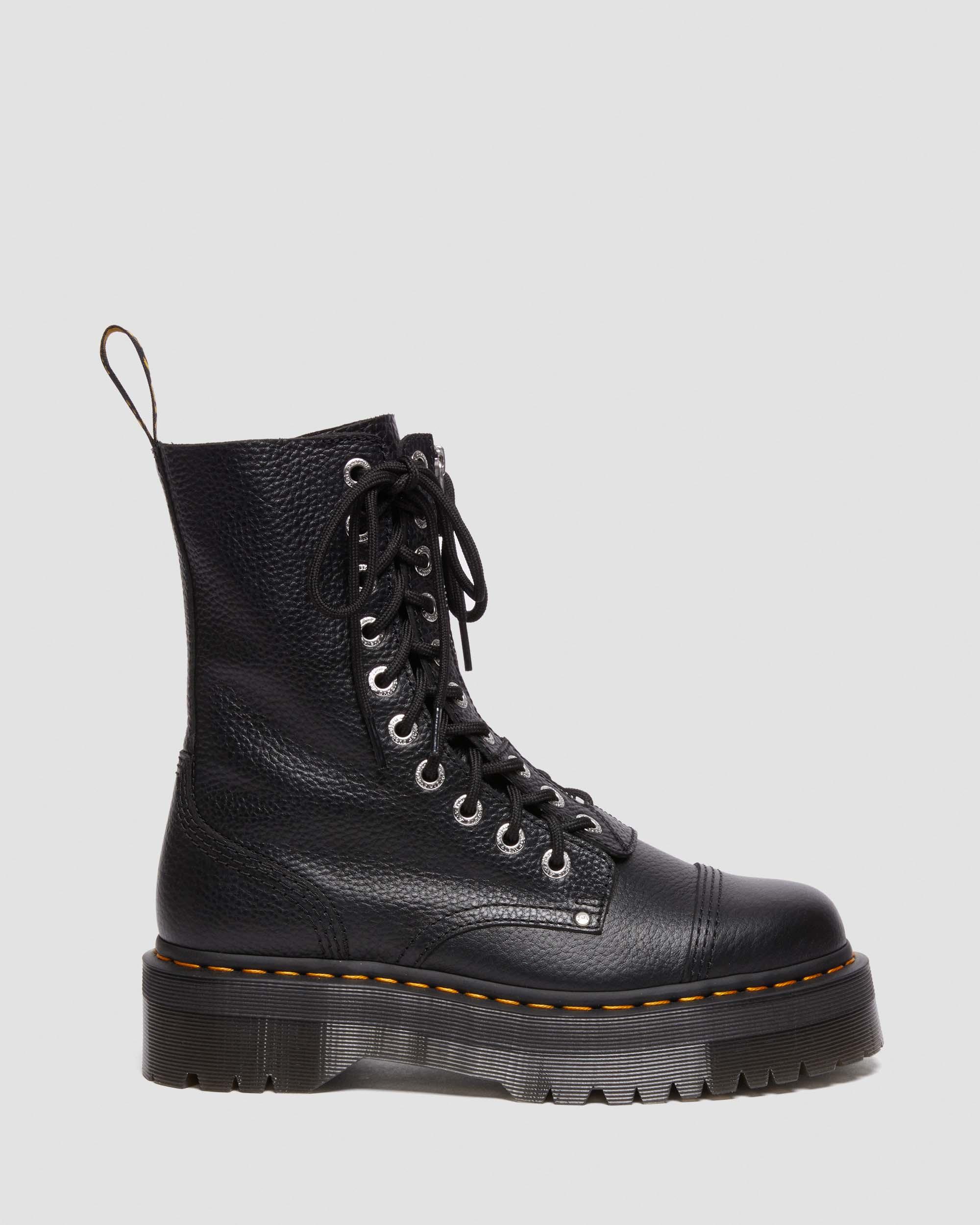 Sinclair Hi Milled Nappa Leather Platform Boots in Black | Dr. Martens