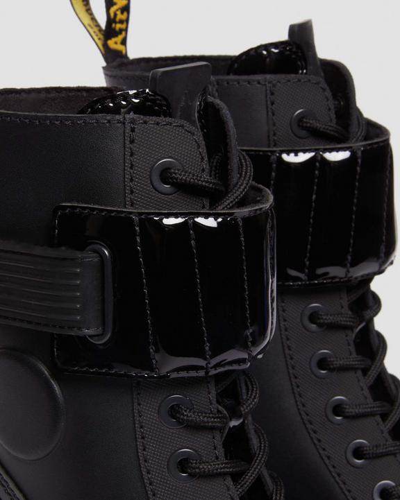 Gaya 10-Eye Alternative Leather Heeled Boots in Black | Dr Gaya 10-Eye Alternative Leather Heeled Boots in Black | Dr