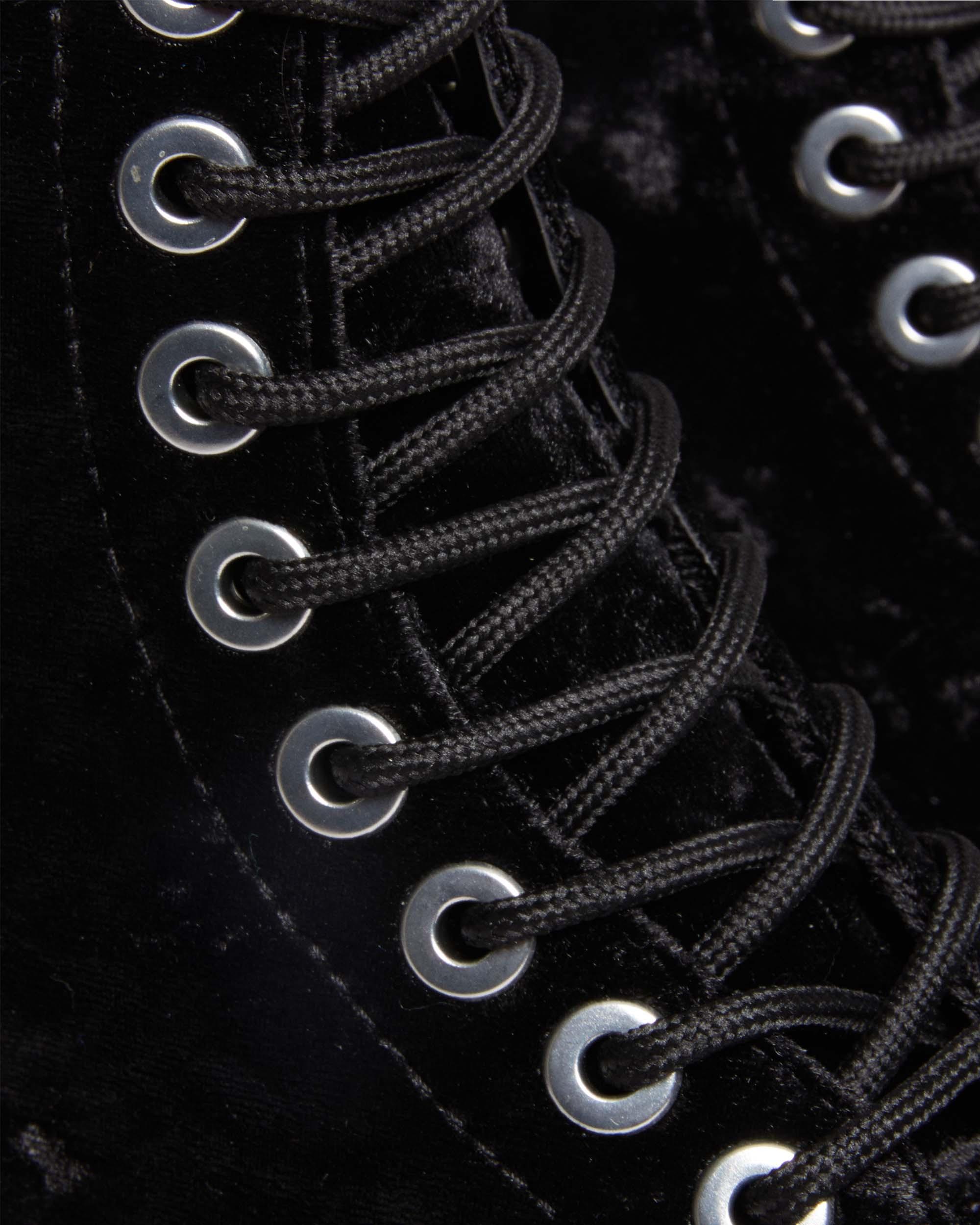 Vegan 1460 Women's Crushed Velvet Lace Up Boots in Black | Dr. Martens