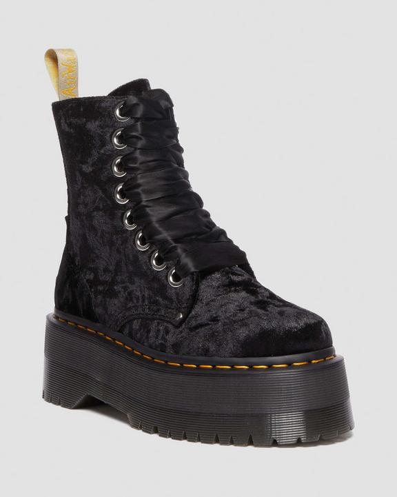 Vegan Jadon Boot Max Crushed Velvet Platforms in Black | Dr Vegan Jadon Boot Max Crushed Velvet Platforms in Black | Dr