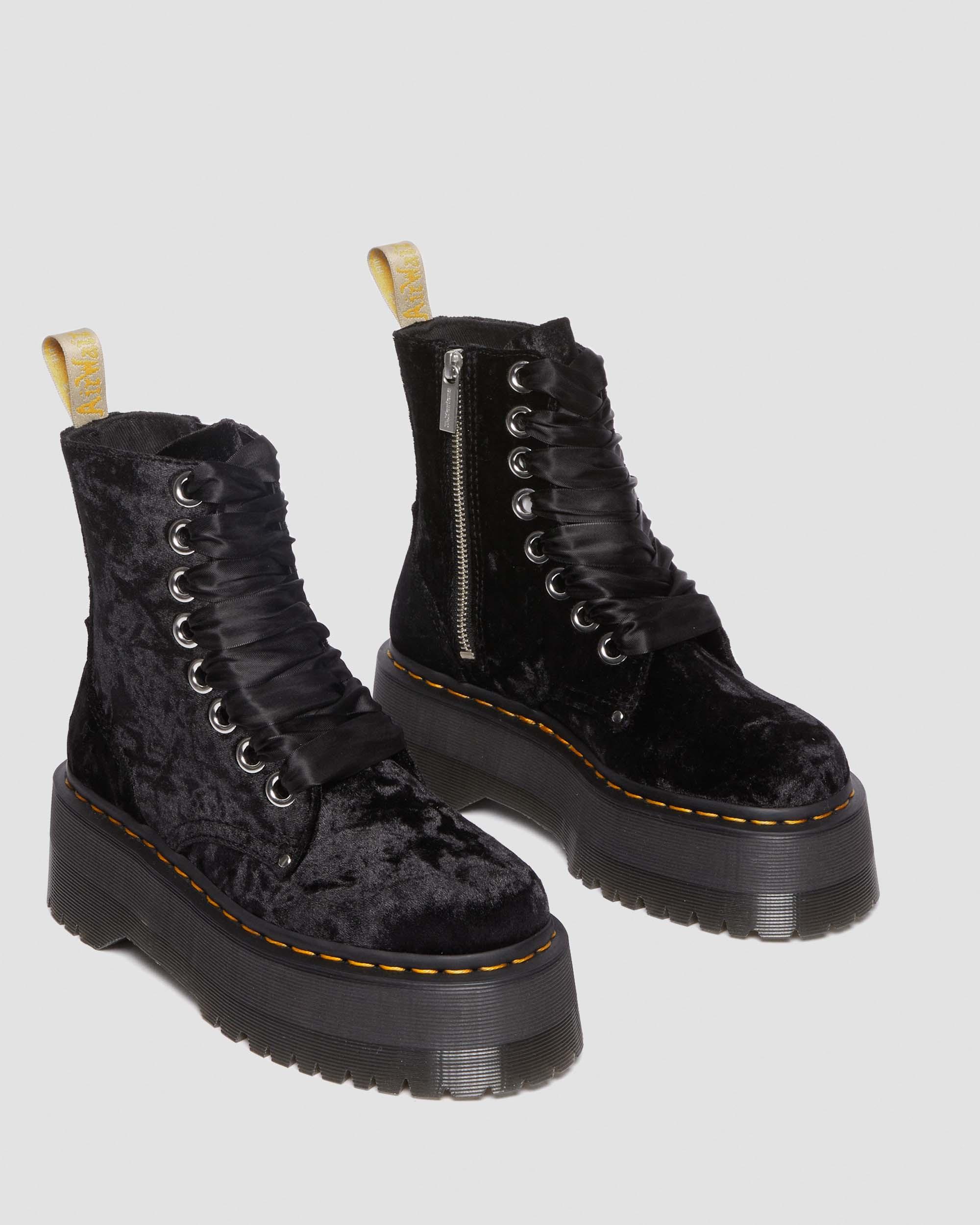 Vegan Jadon Boot Max Crushed Velvet Platforms in BLACK | Dr. Martens™