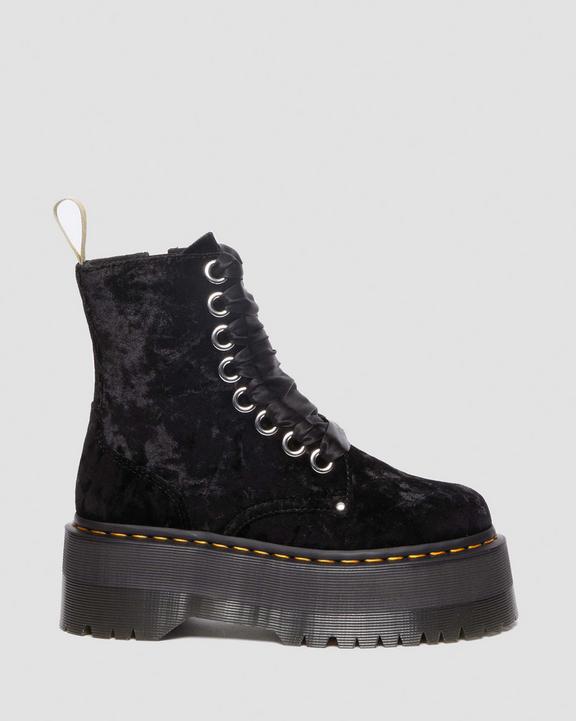 Vegan Jadon Boot Max Crushed Velvet Platforms in Black | Dr Vegan Jadon Boot Max Crushed Velvet Platforms in Black | Dr
