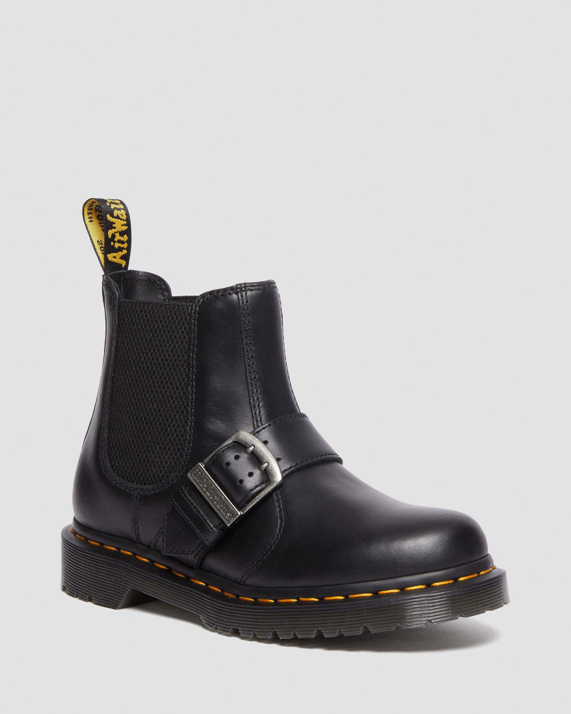 2976 Women's Buckle Pull Up Leather Chelsea Boots, Black | Dr. Martens