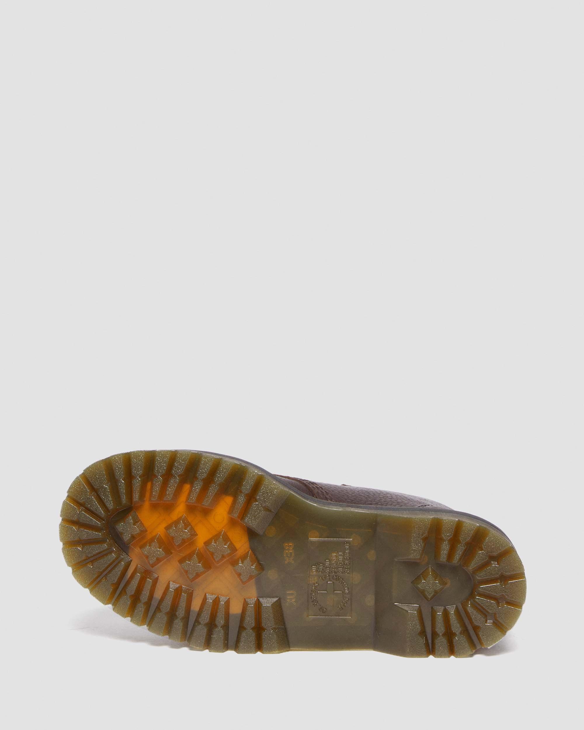 Devon Flower Buckle Grizzly Leather Platform Boots in DARK BROWN