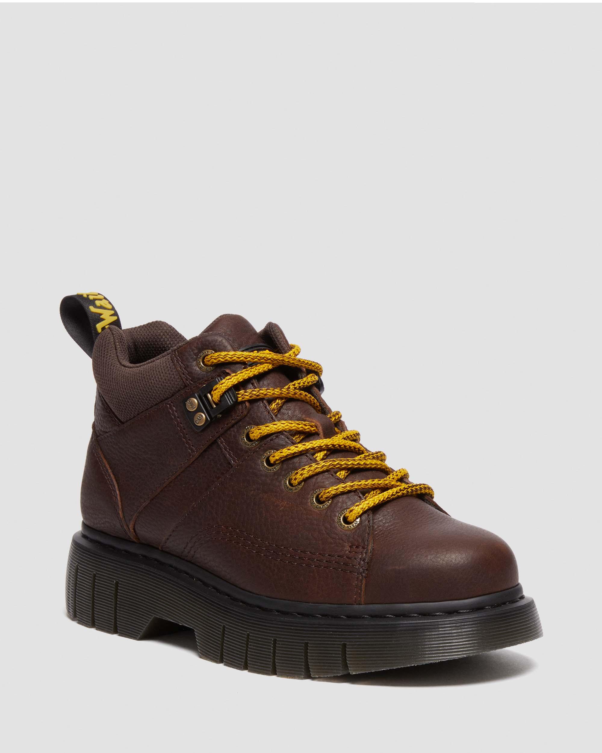 Woodard Leather Lace Up Ankle Boots in Dark Brown