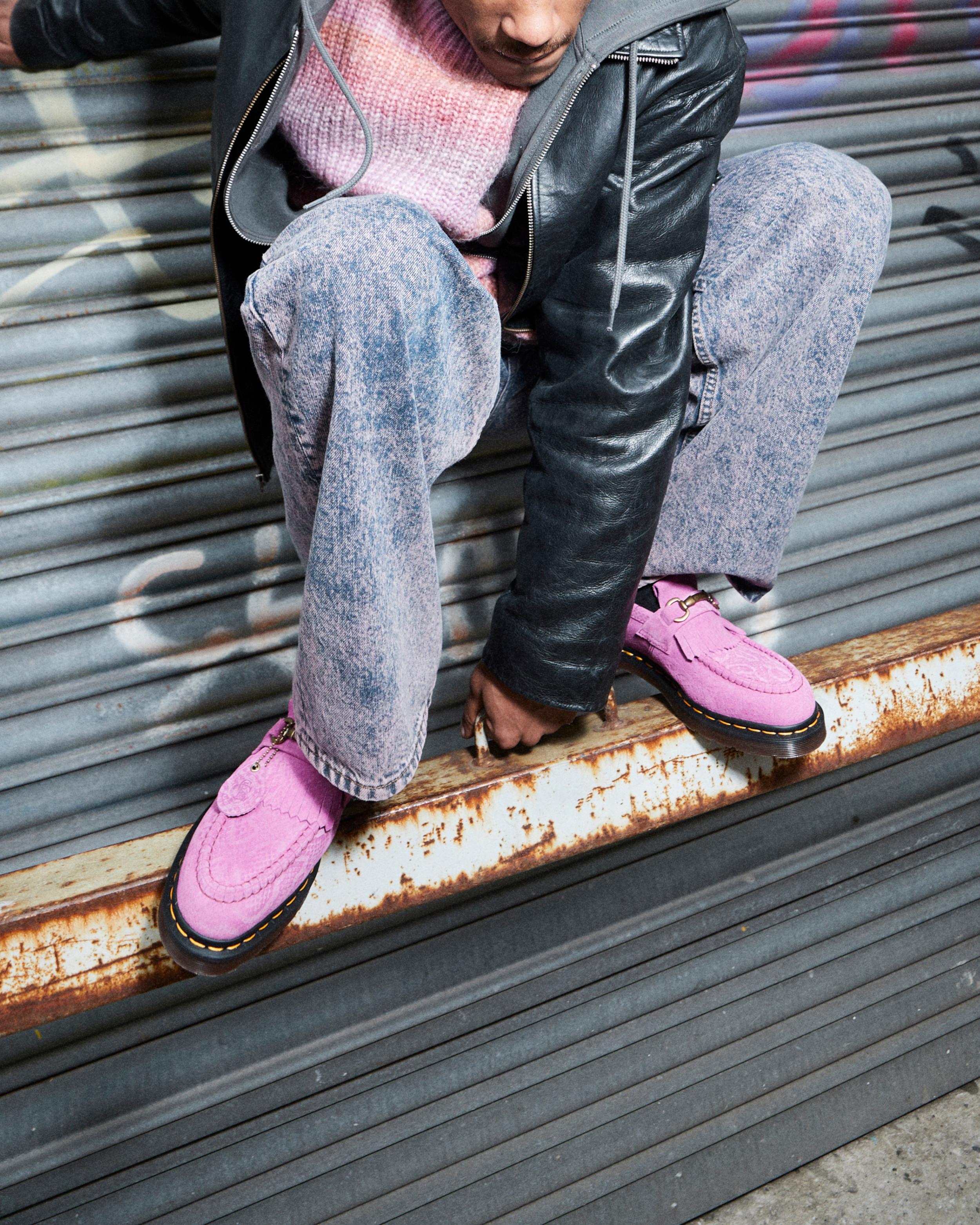 Adrian Snaffle Repello Emboss Suede Kiltie Loafers
