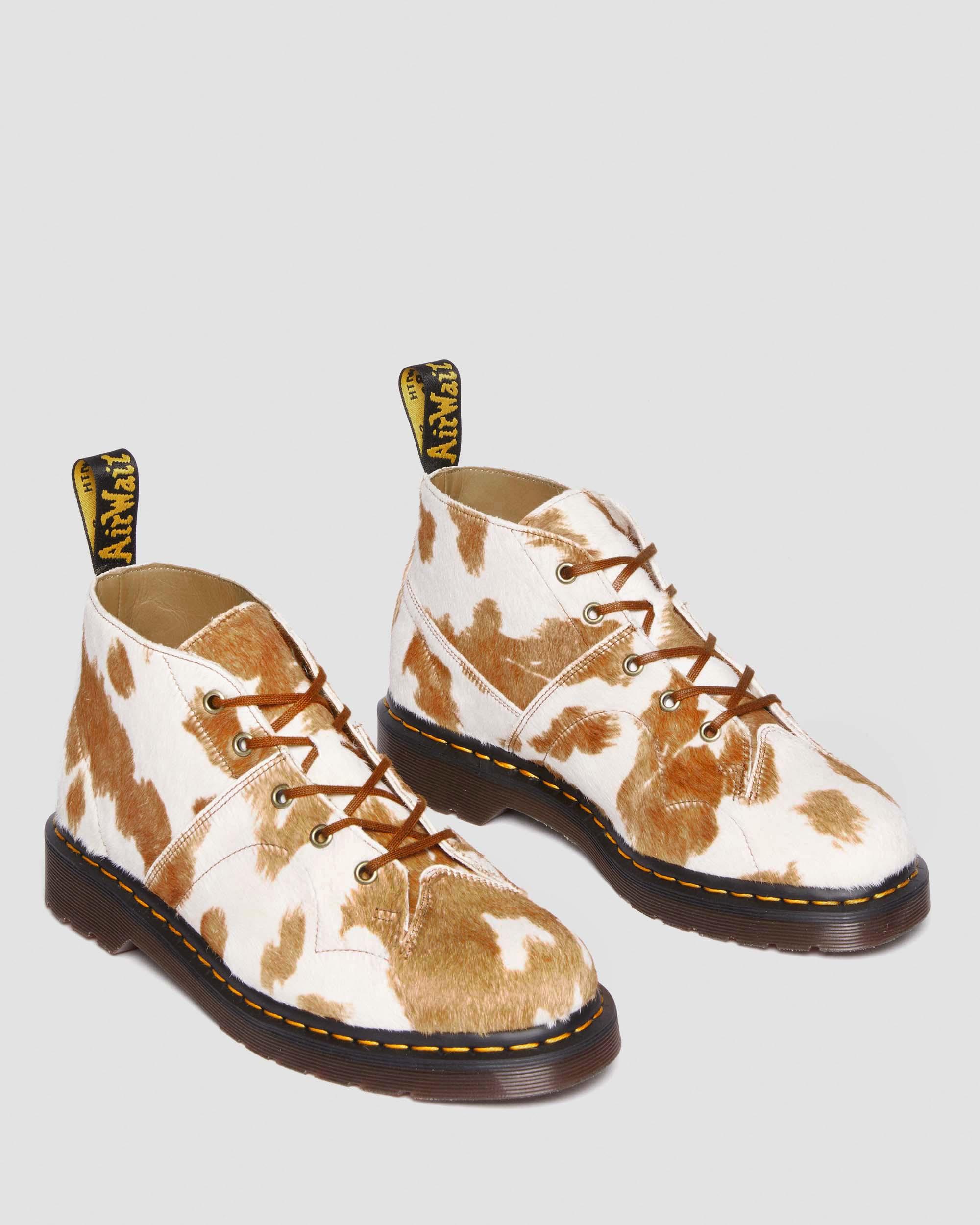 Shop Dr. Martens' Herren Church Hair-on Cow Print Stiefel In Weiss/creme/bräunen