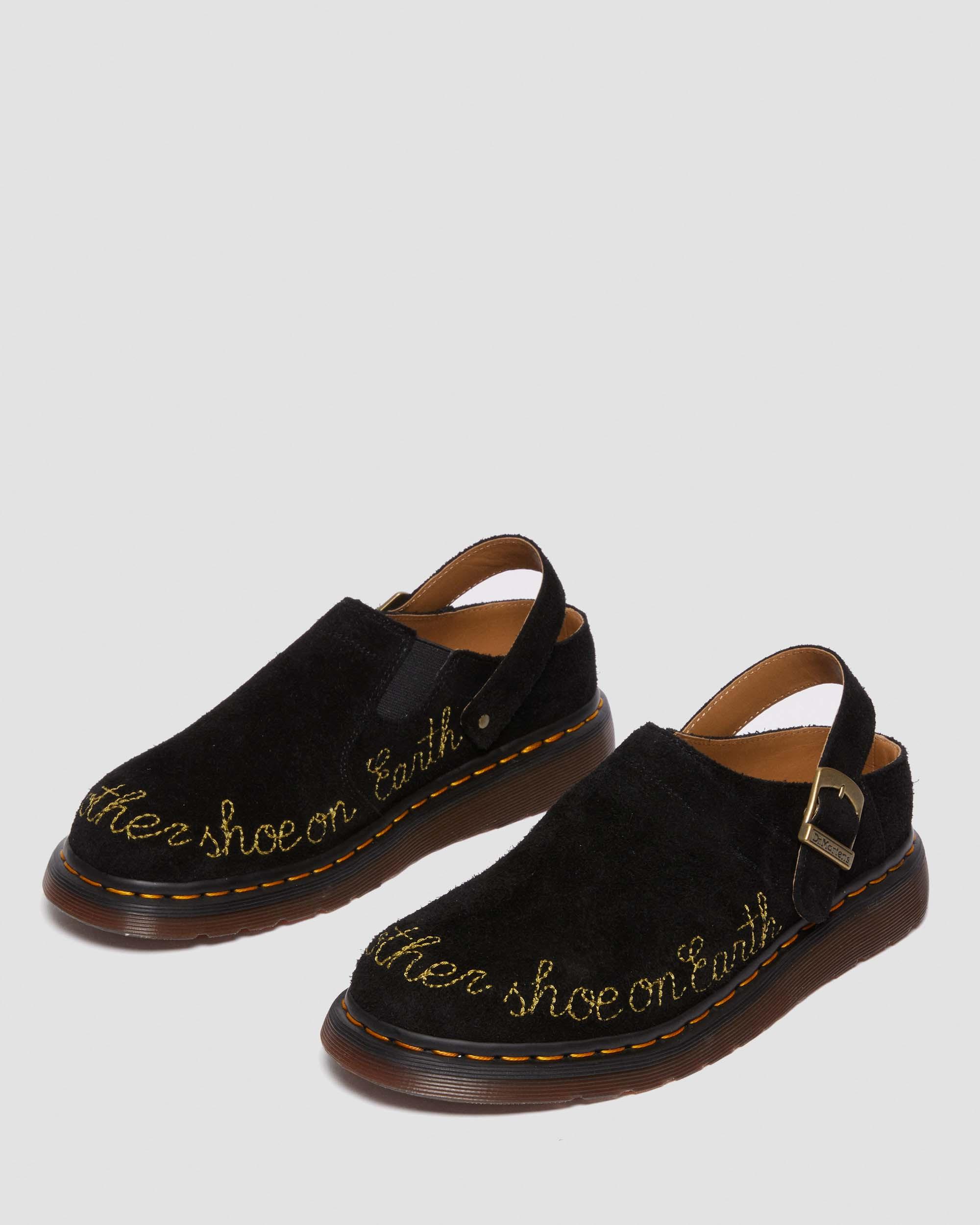 Isham Desert Oasis Suede Mules in BLACK | Dr. Martens™