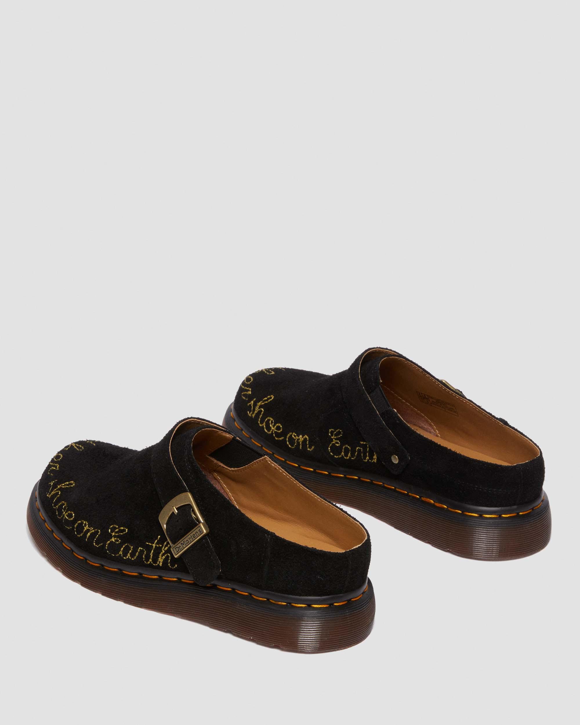 Isham Desert Oasis Suede Mules in BLACK | Dr. Martens™