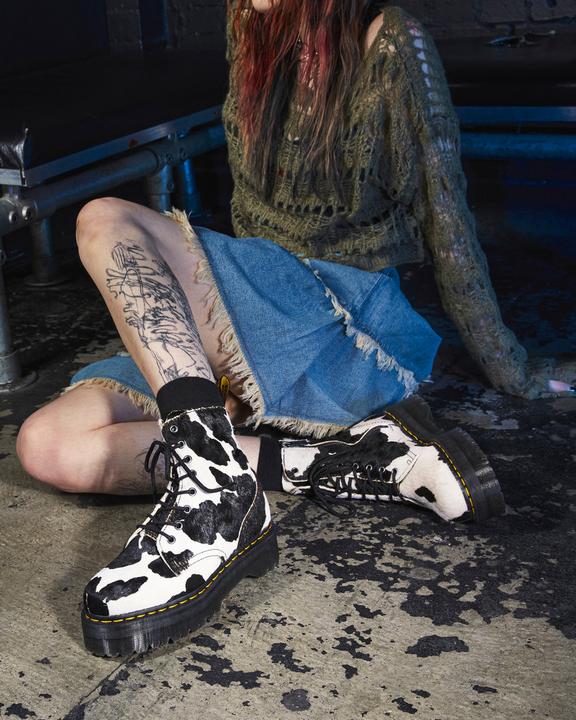 Jadon Boot Hair-On Cow Print Platforms in Cow Print | Dr Jadon Boot Hair-On Cow Print Platforms in Cow Print | Dr