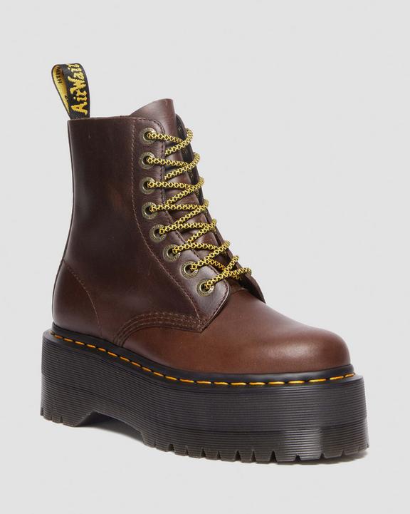 1460 Pascal Max Pull Up Leather Platform Boots in Dark Brown 1460 Pascal Max Pull Up Leather Platform Boots in Dark Brown