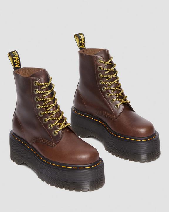 1460 Pascal Max Pull Up Leather Platform Boots in Dark Brown 1460 Pascal Max Pull Up Leather Platform Boots in Dark Brown