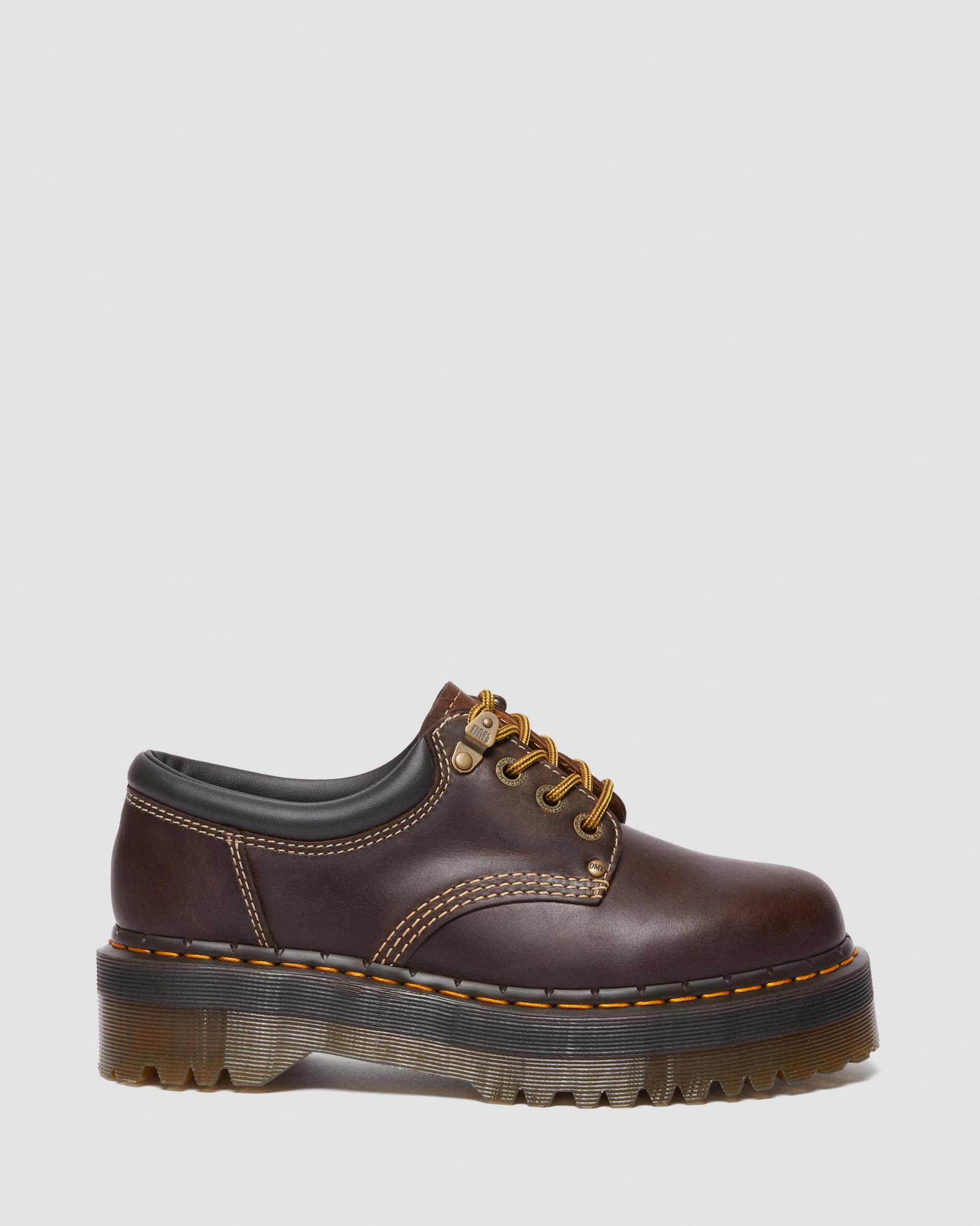 8053 Quad II Crazy Horse Leather Platform Shoes in Dark Brown