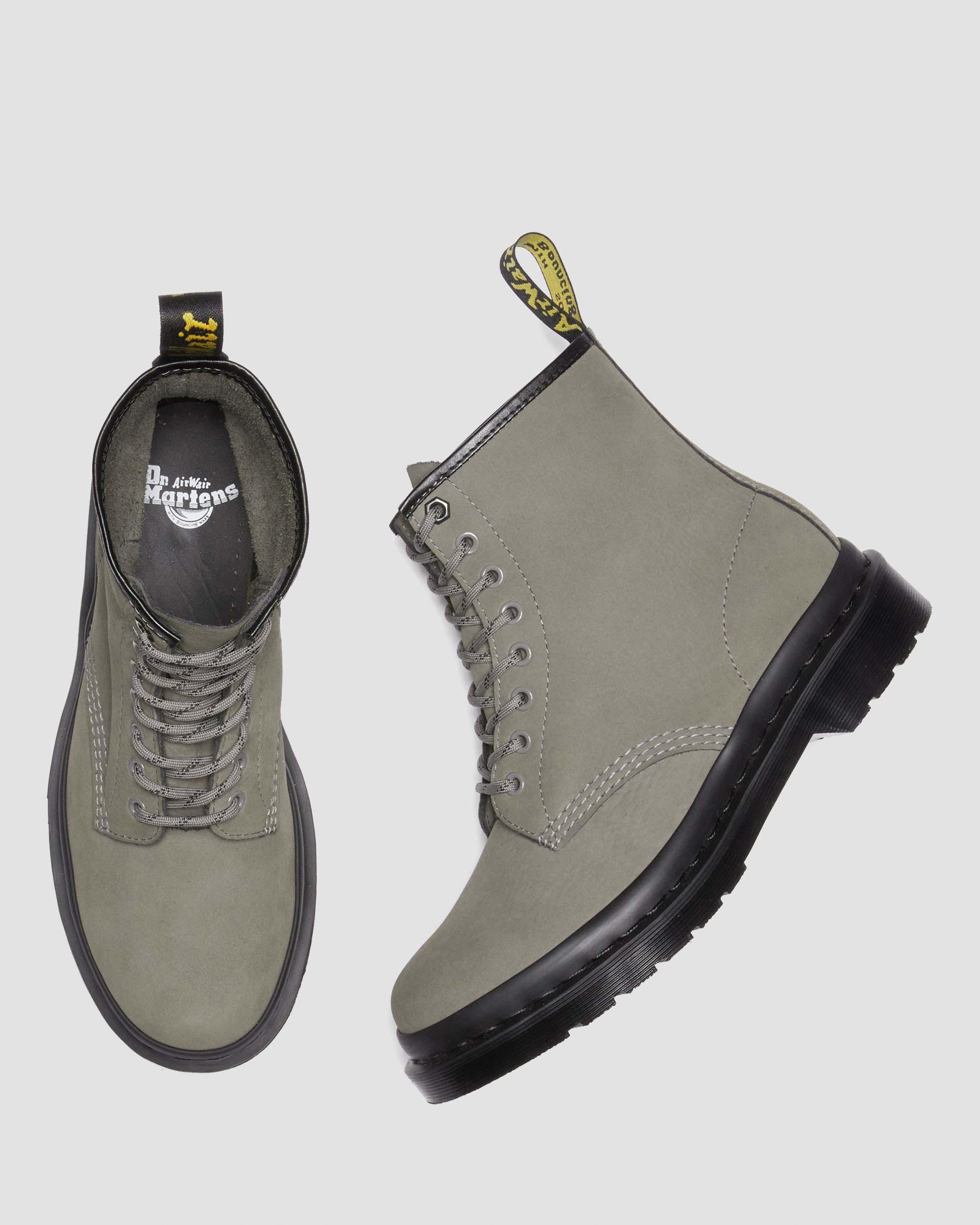 1460 Milled Nubuck Leather Lace Up Boots in NICKEL GREY