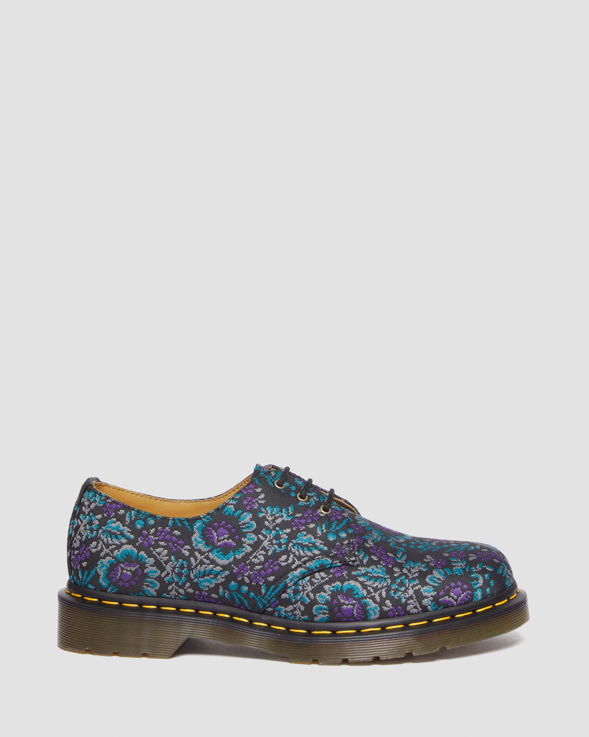 1461 Floral Jacquard Oxord Shoes in BLACK/RICH PURPLE | Dr. Martens™