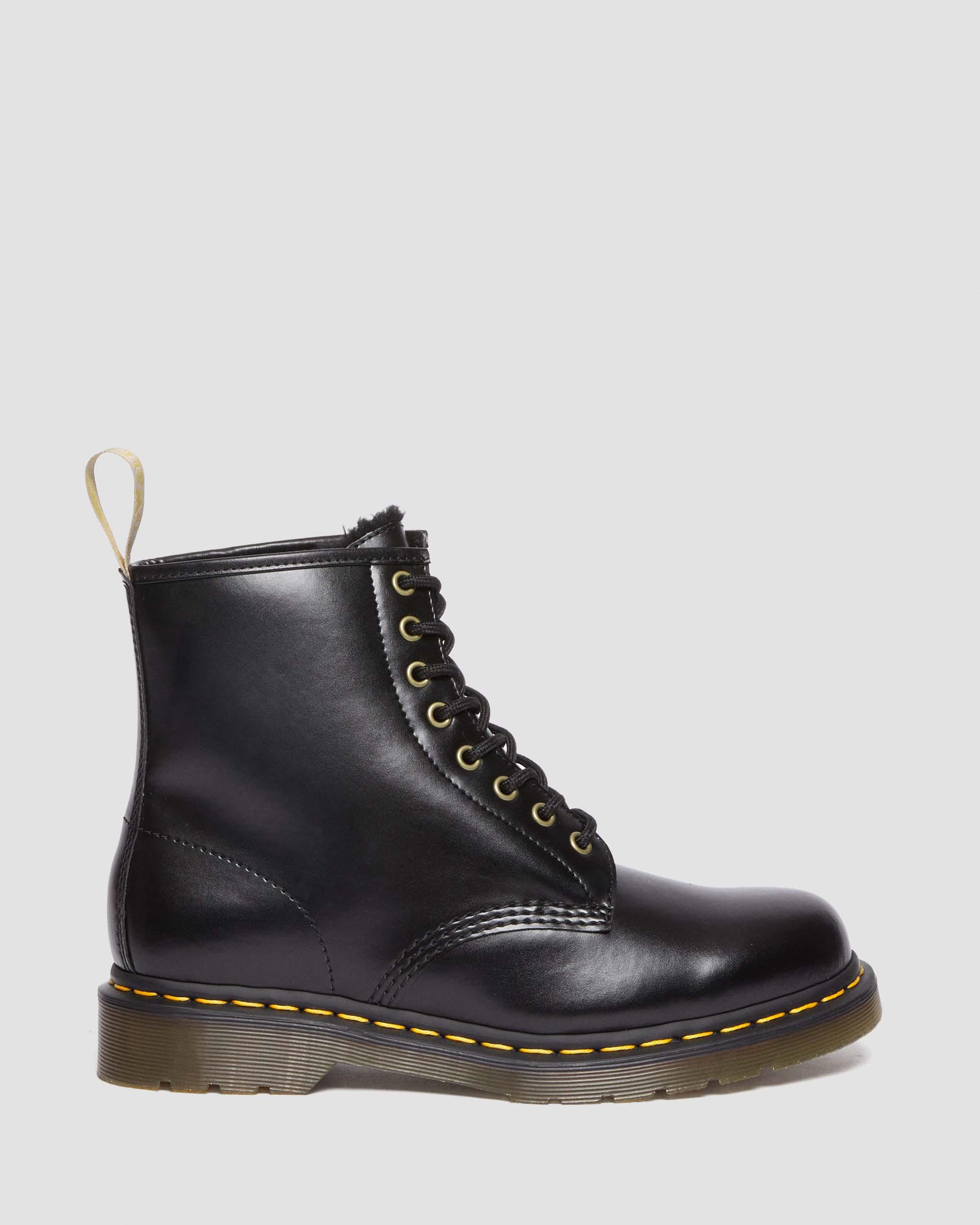 Vegan 1460 Borg Lined Lace Up Boots in Black | Dr. Martens