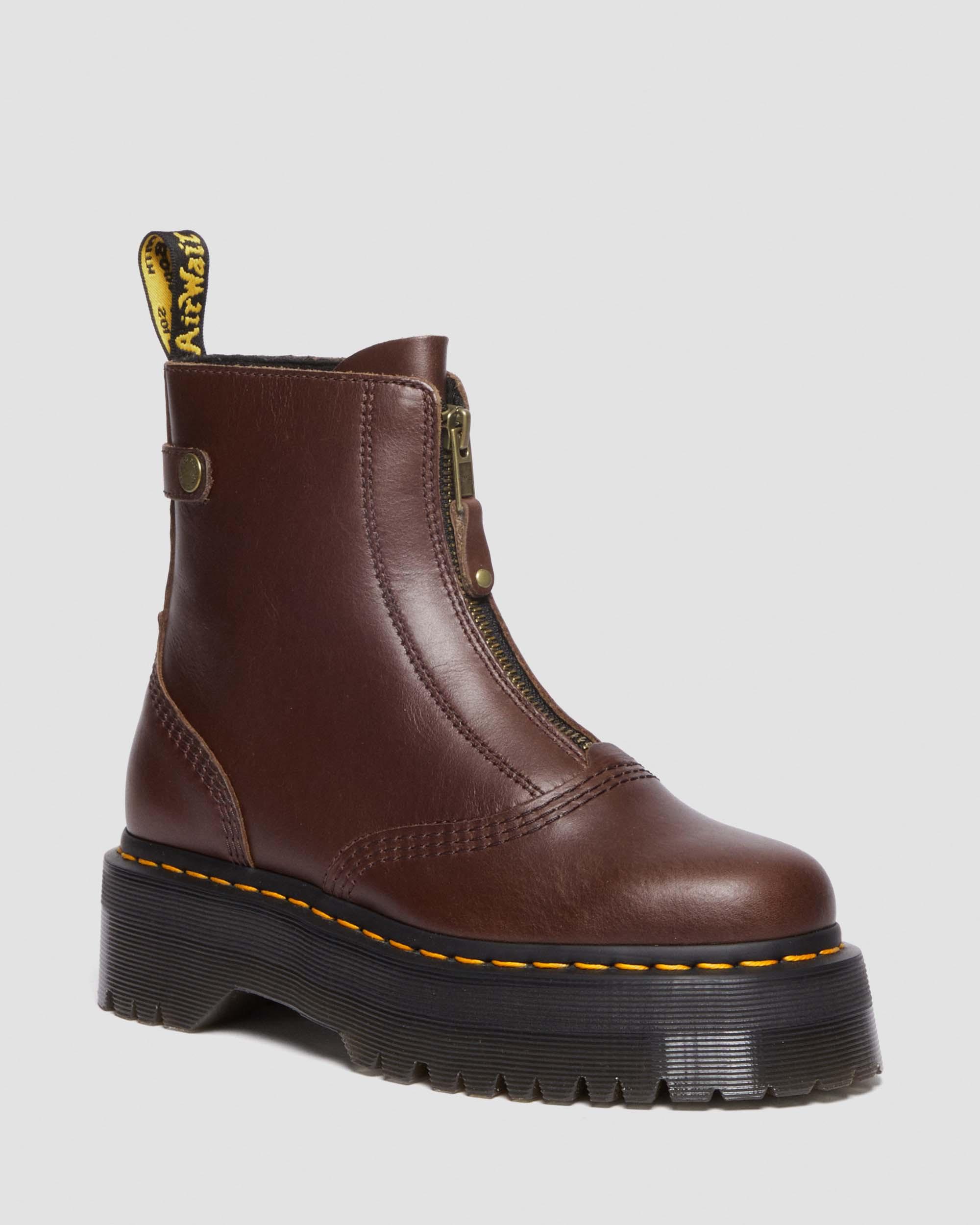 靴 DSAT Jetta Zipped Sendal Leather Platform Boots in DARK BROWN | Dr