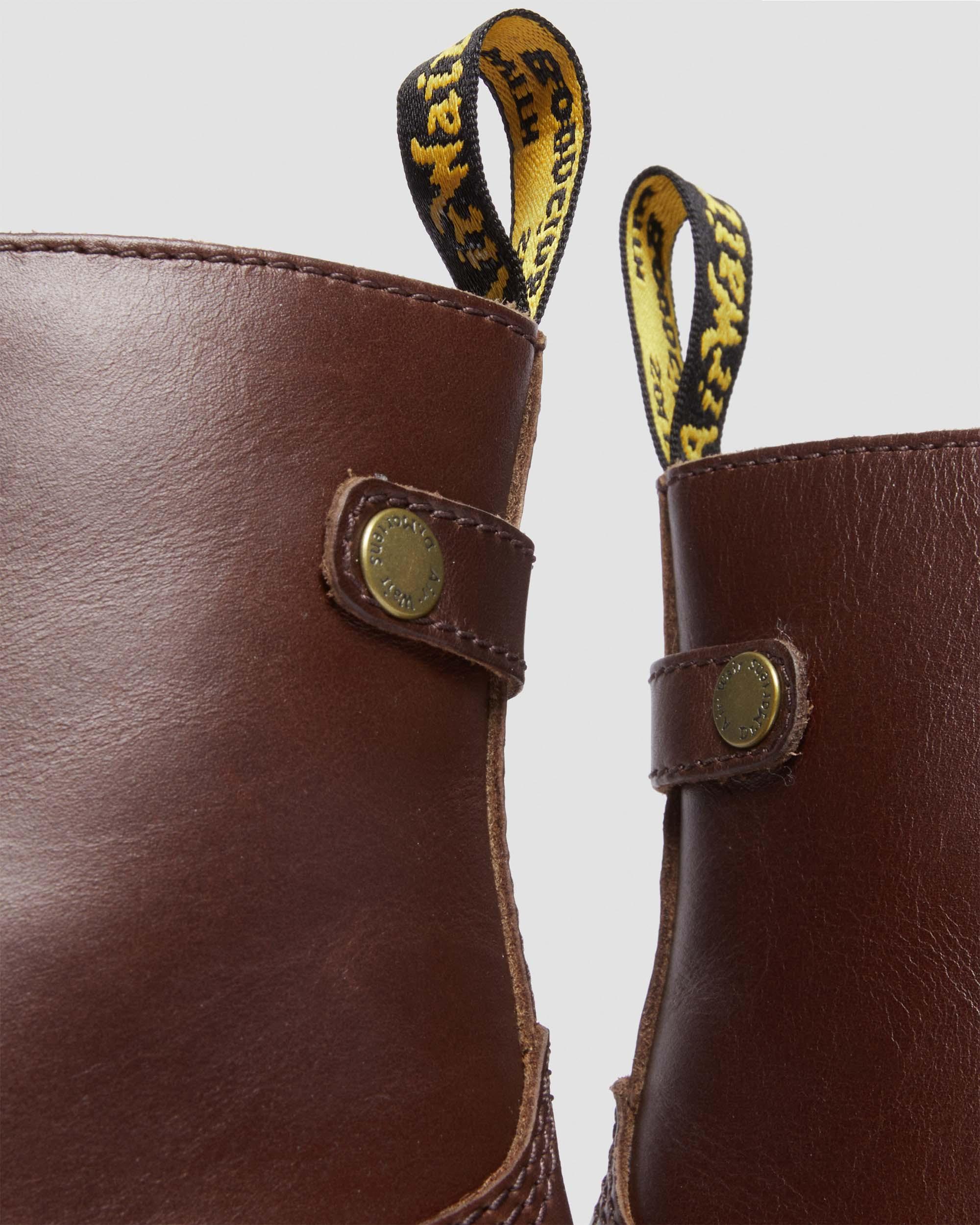 Jetta Zipped Sendal Leather Platform Boots in DARK BROWN | Dr