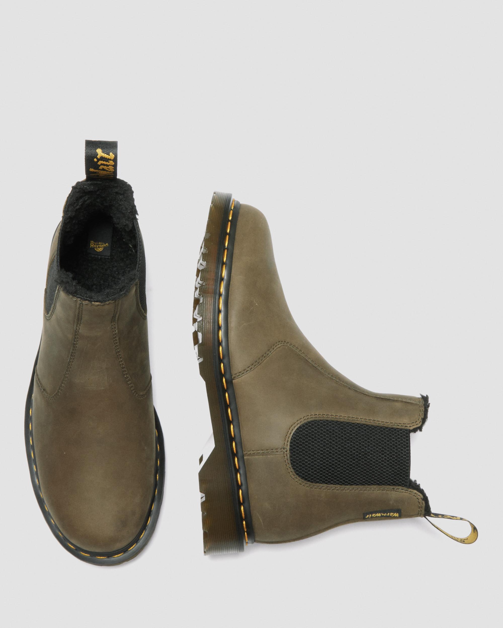 2976 Fleece Lined Leather Chelsea Boots in DMS OLIVE
