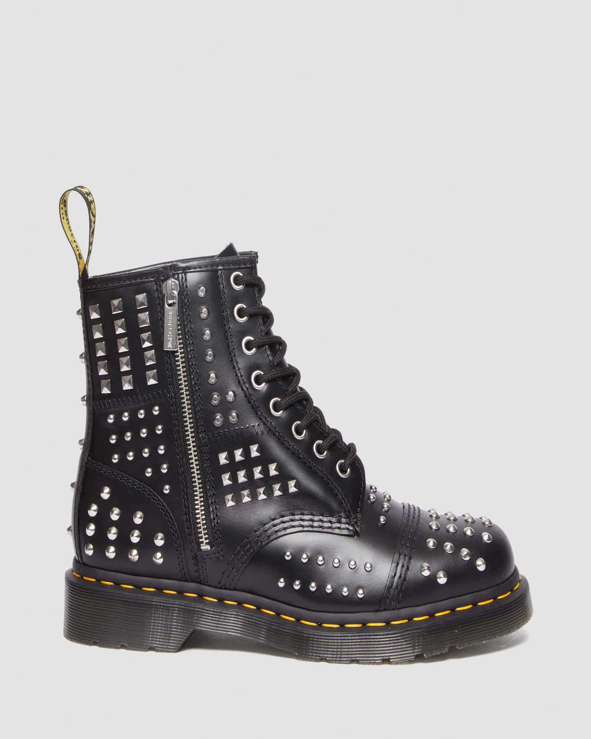 1460 Studded Zip Leather Boots in Black