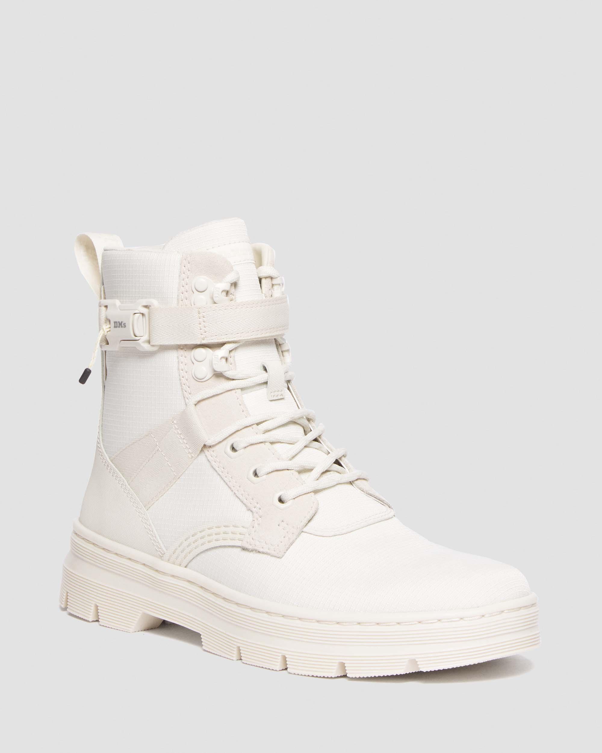 靴 Dr.Martens Combs Tech WHITE 21FW-I Combs Tech II Poly & Leather Casual Boots in OFF WHITE+NATURAL