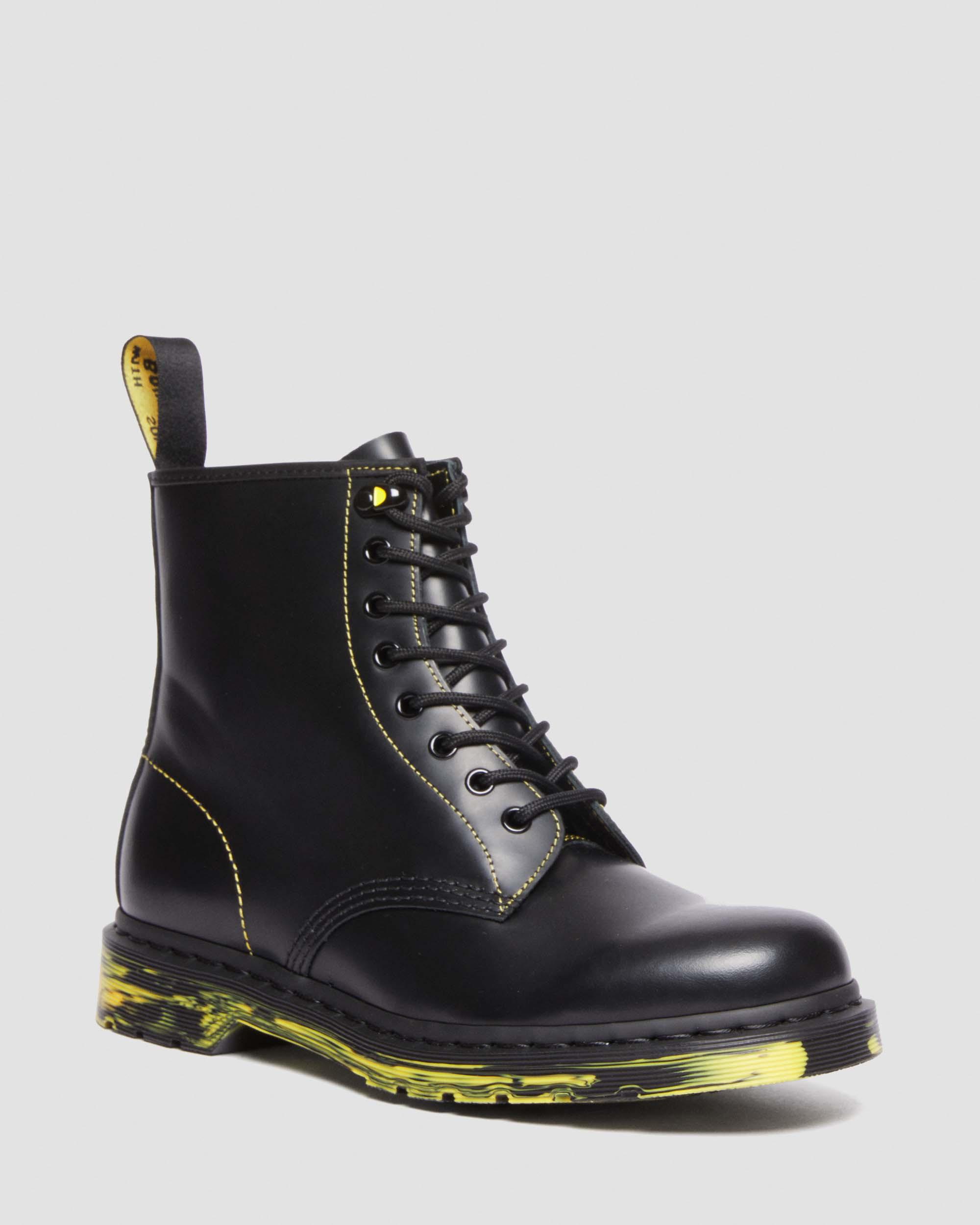1460 Marbled Sole Smooth Leather Lace Up Boots in Black | Dr. Martens
