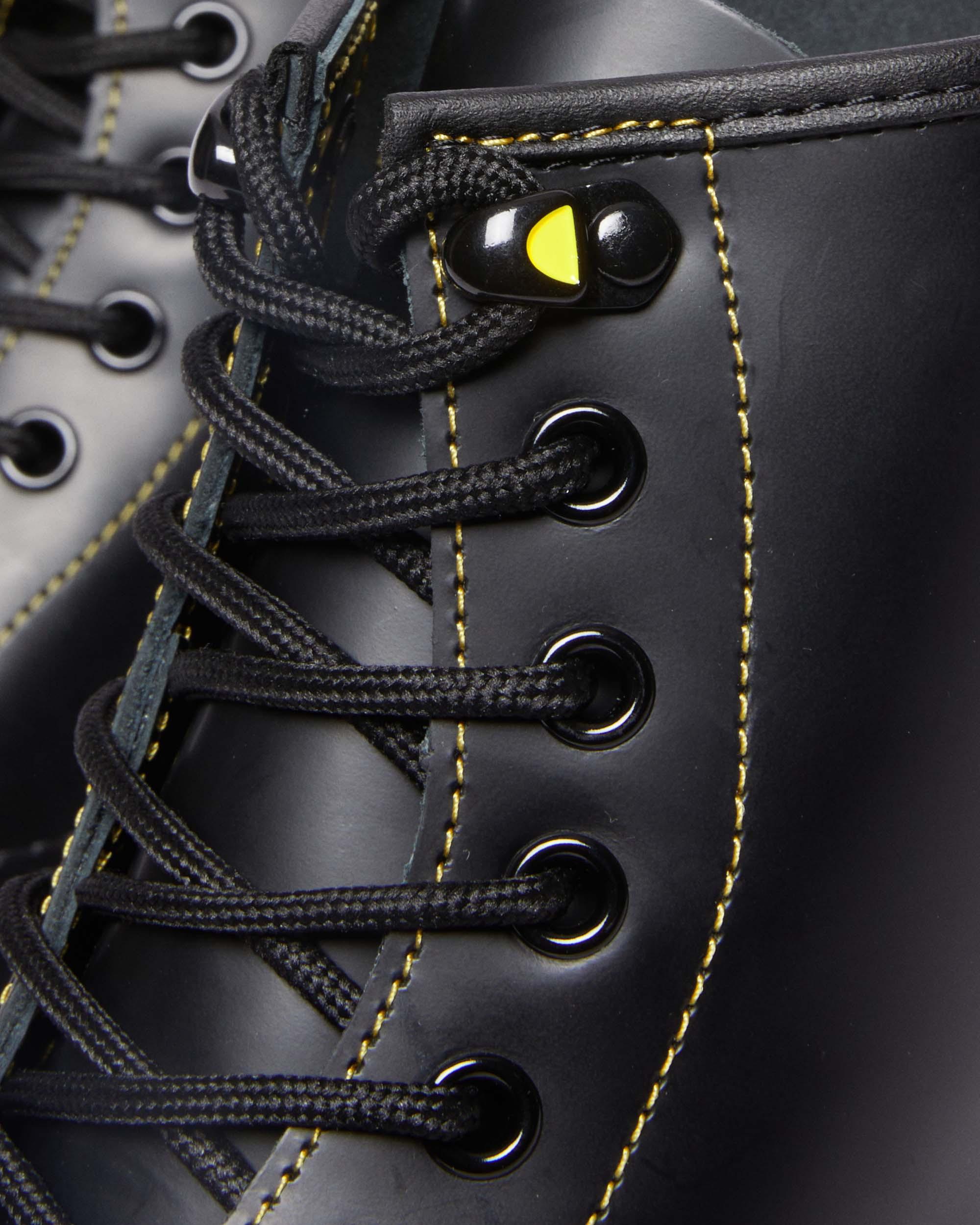 1460 Marbled Sole Smooth Leather Lace Up Boots in Black | Dr. Martens
