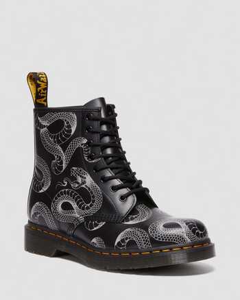 1460 Serpent Print Leather Lace Up Boots