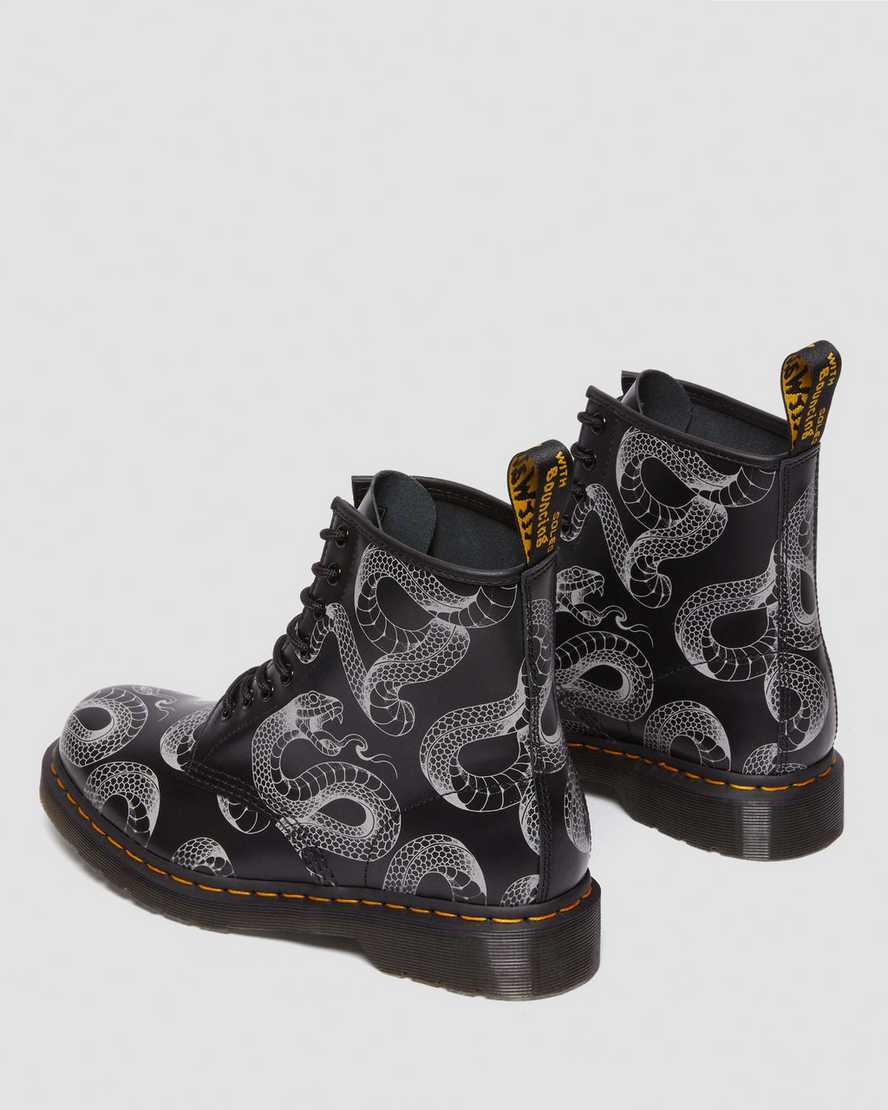 1460 Serpent Print Leather Lace Up Boots1460 Serpent Print Leather Lace Up Boots Dr. Martens