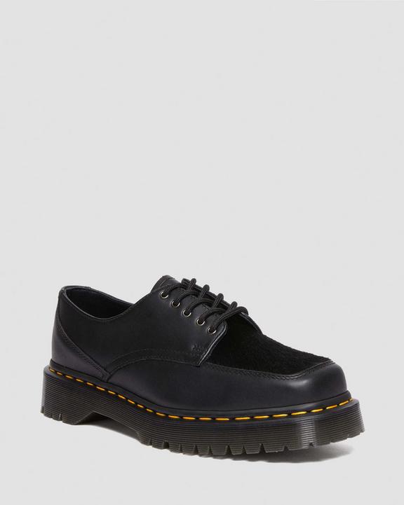 5-Eye Bex Square Toe Hair-On & Leather Shoes in Black | Dr. Martens