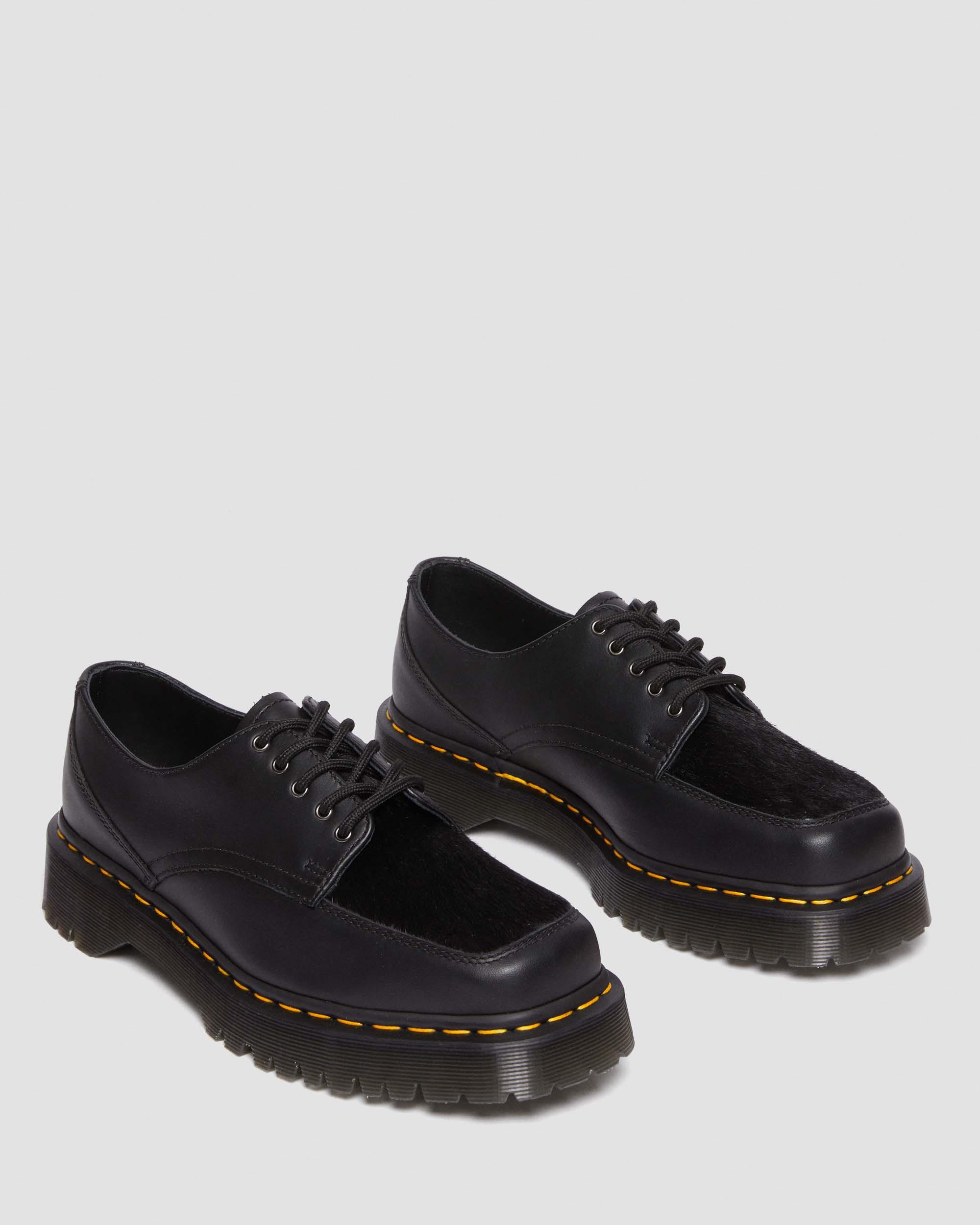 5-Eye Bex Square Toe Hair-On & Leather Shoes in BLACK | Dr. Martens™