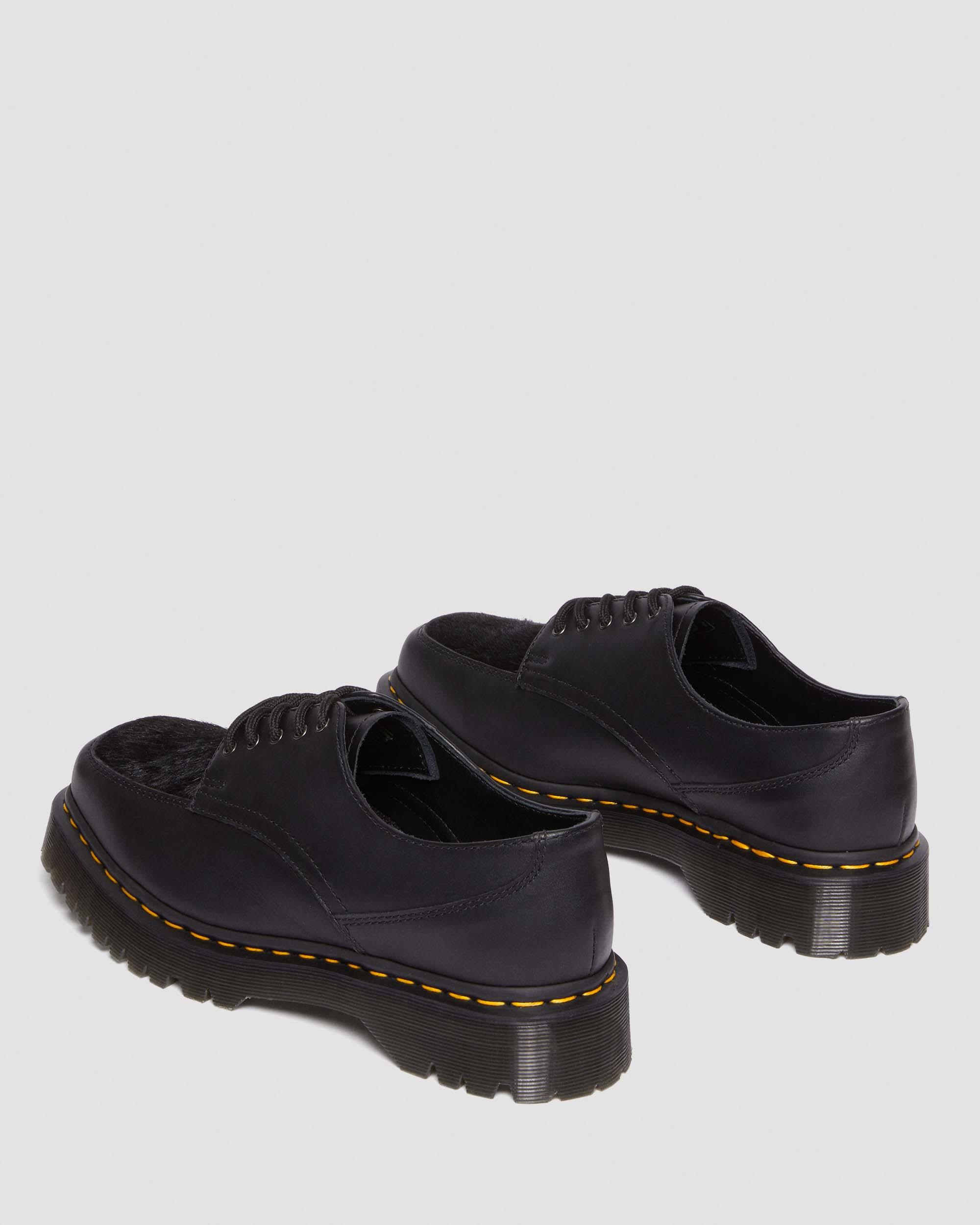 5-Eye Bex Square Toe Hair-On & Leather Shoes in Black | Dr. Martens