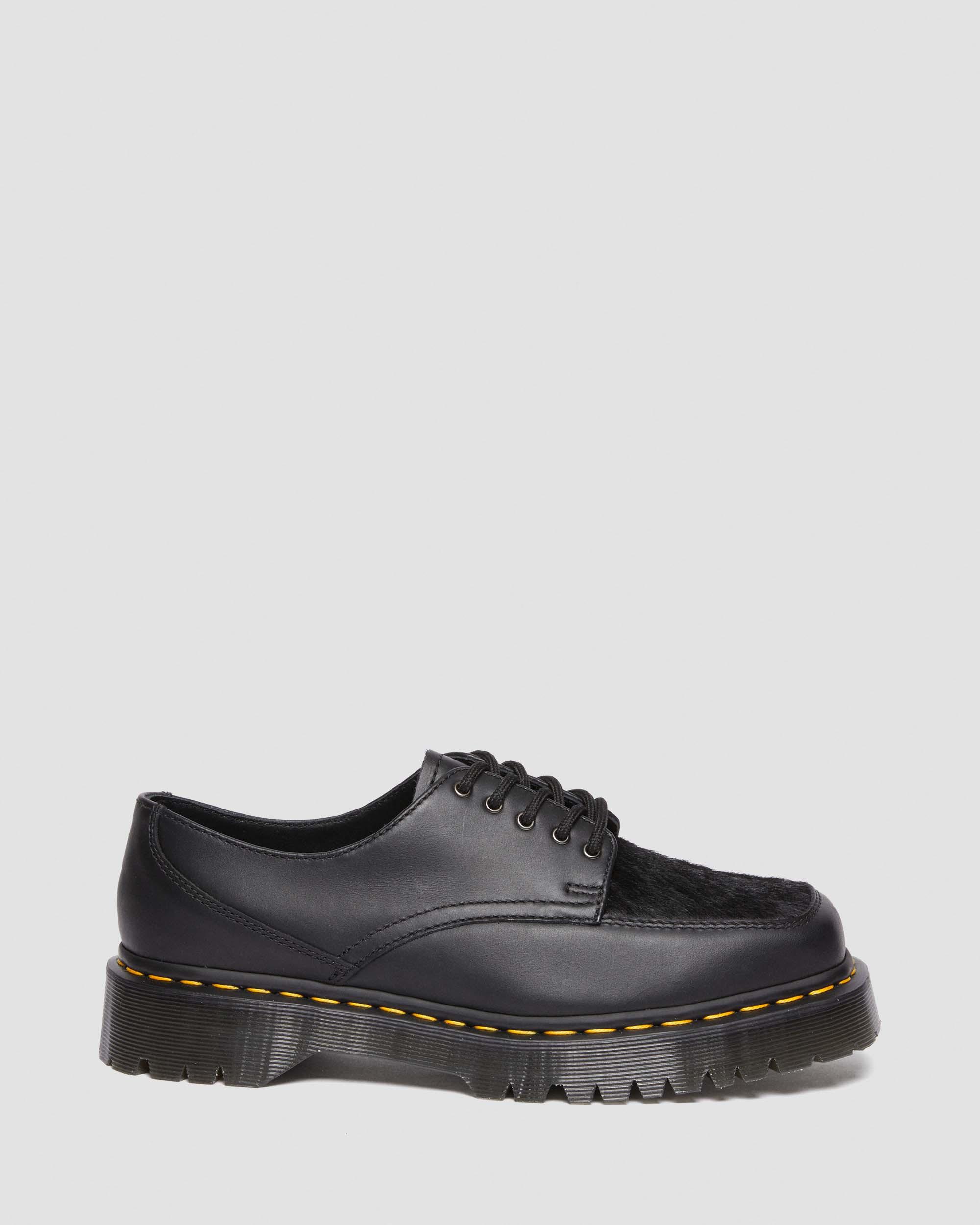 5-Eye Bex Square Toe Hair-On & Leather Shoes in BLACK | Dr. Martens™