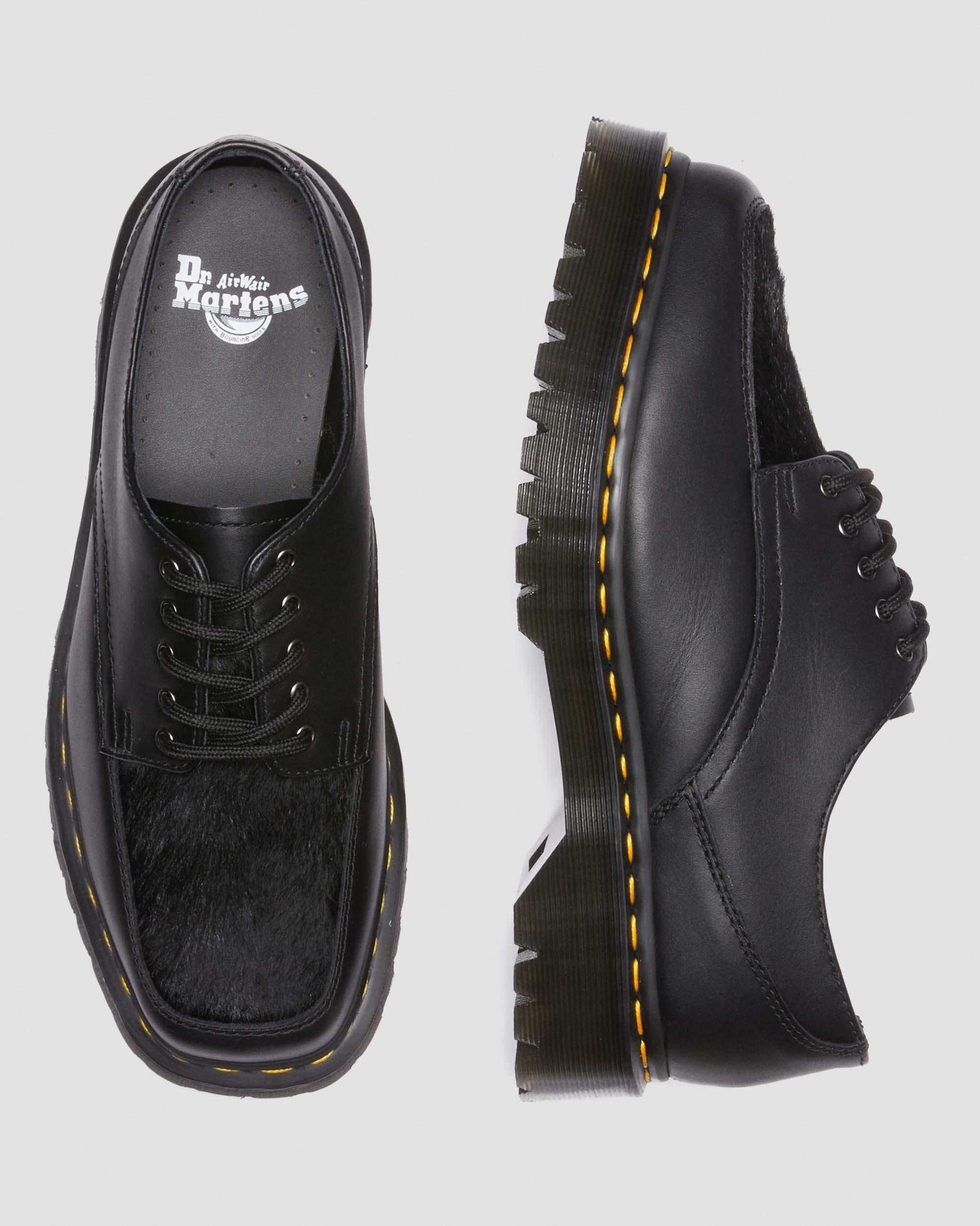 5-Eye Bex Square Toe Hair-On & Leather Shoes in Black | Dr. Martens