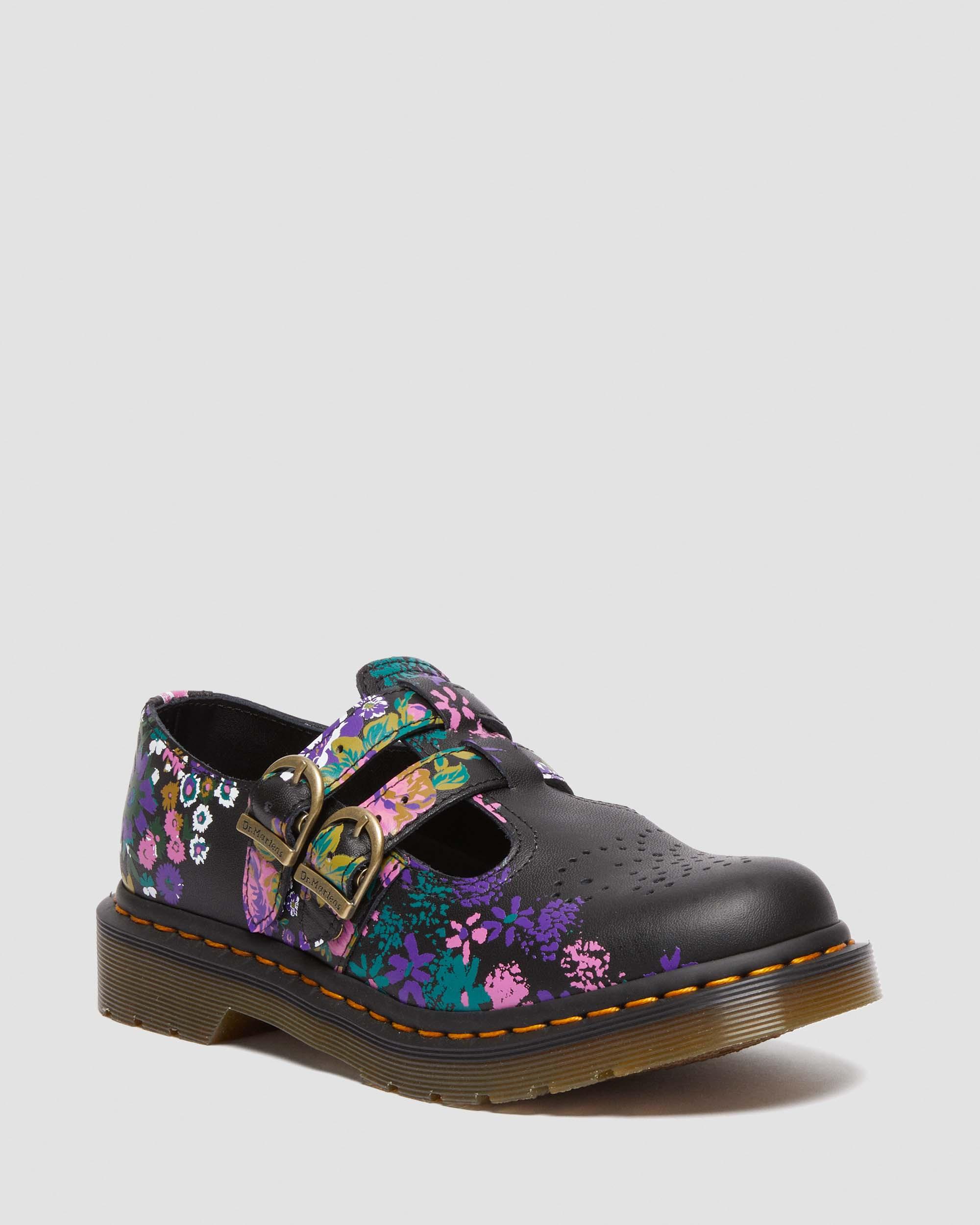 8065 Vintage Floral Leather Mary Jane Shoes in Black | Dr. Martens