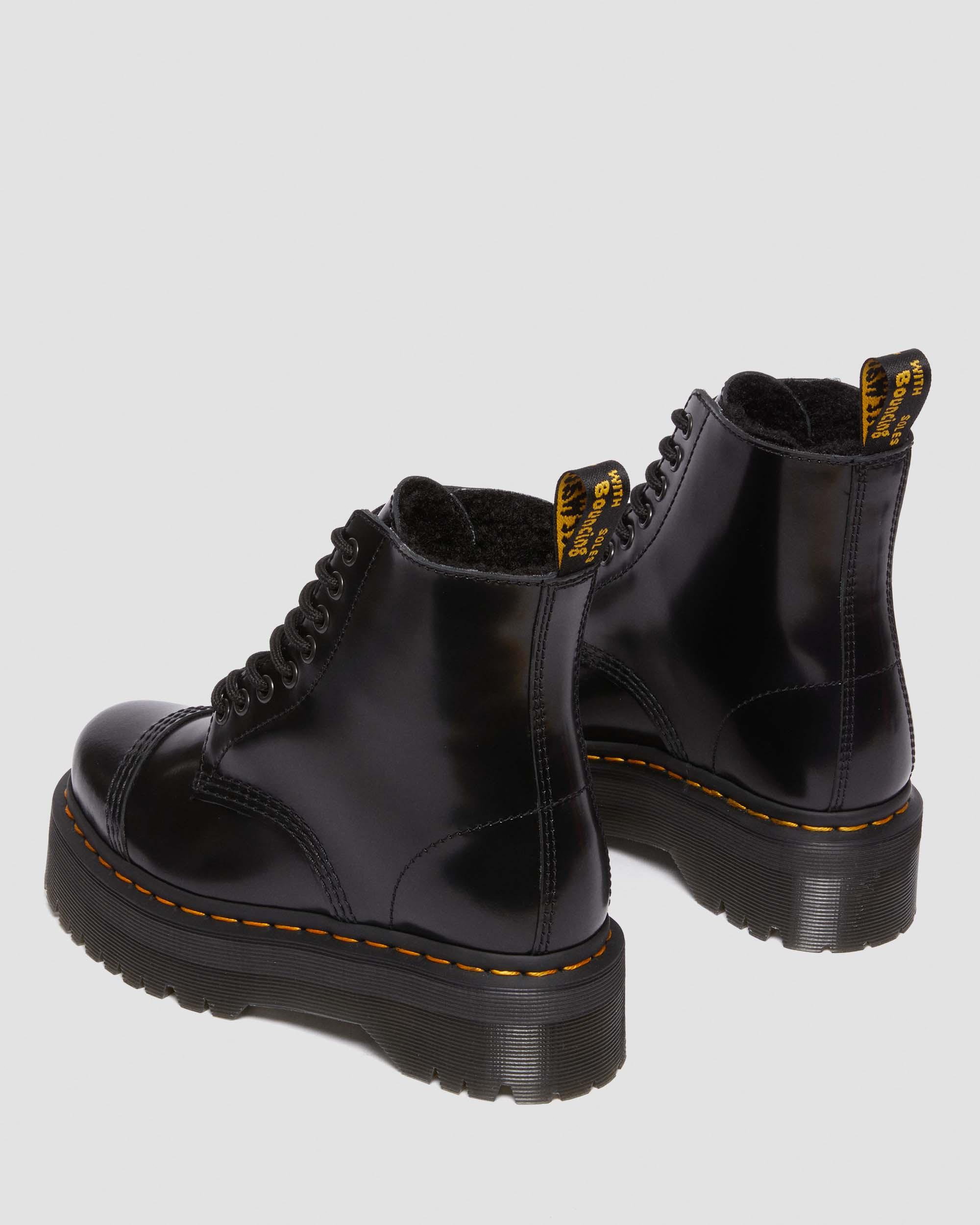Sinclair Faux Fur Lined Buttero Platform Boots in BLACK | Dr. Martens™