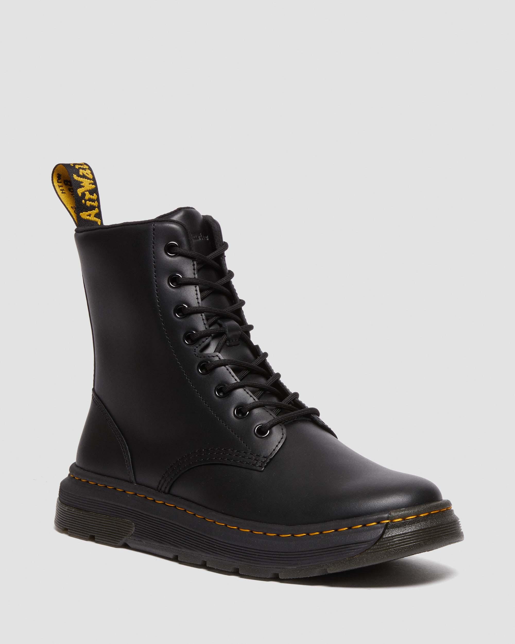 Crewson Leather Lace Up Boots in BLACK