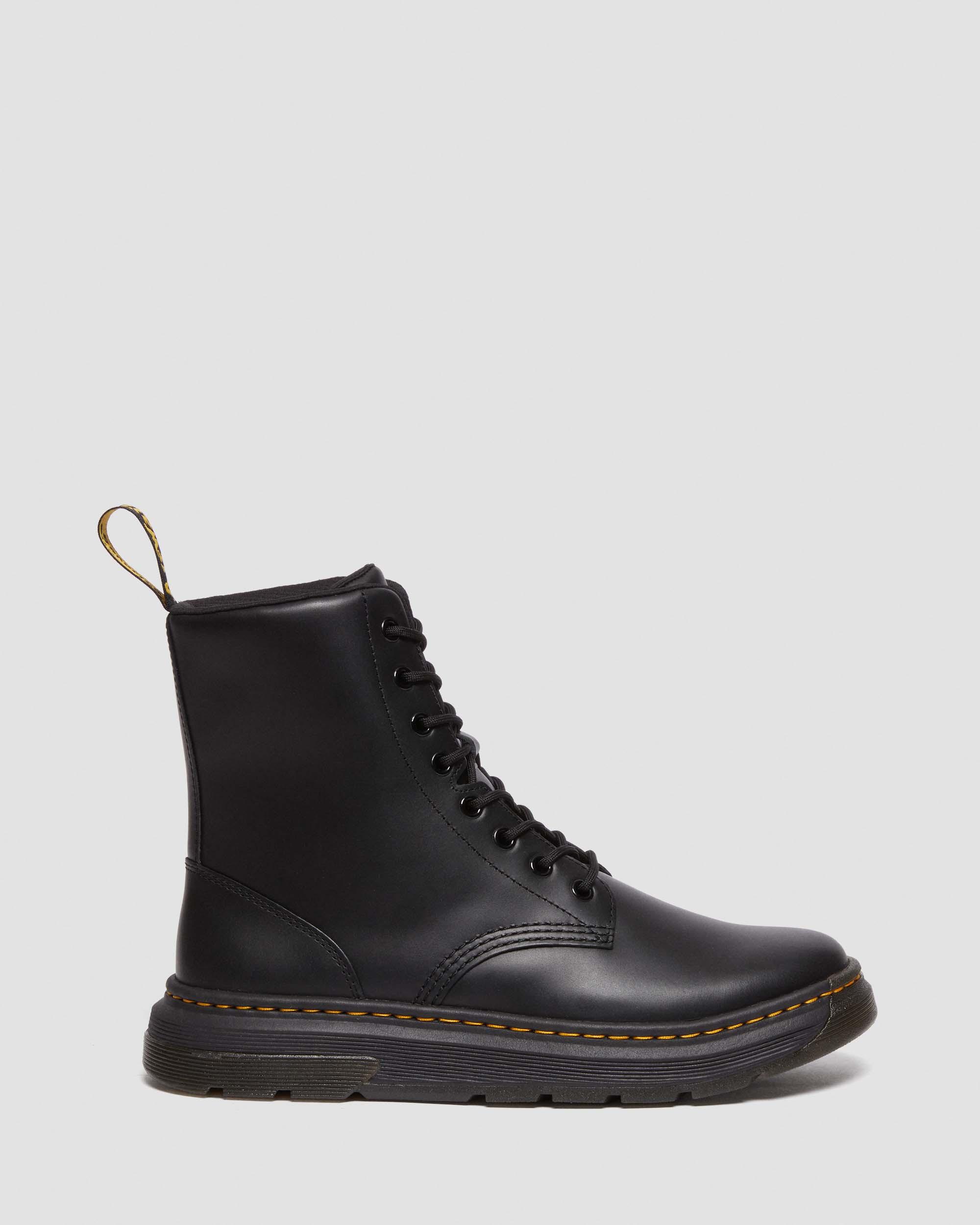 Crewson Leather Lace Up Boots in BLACK