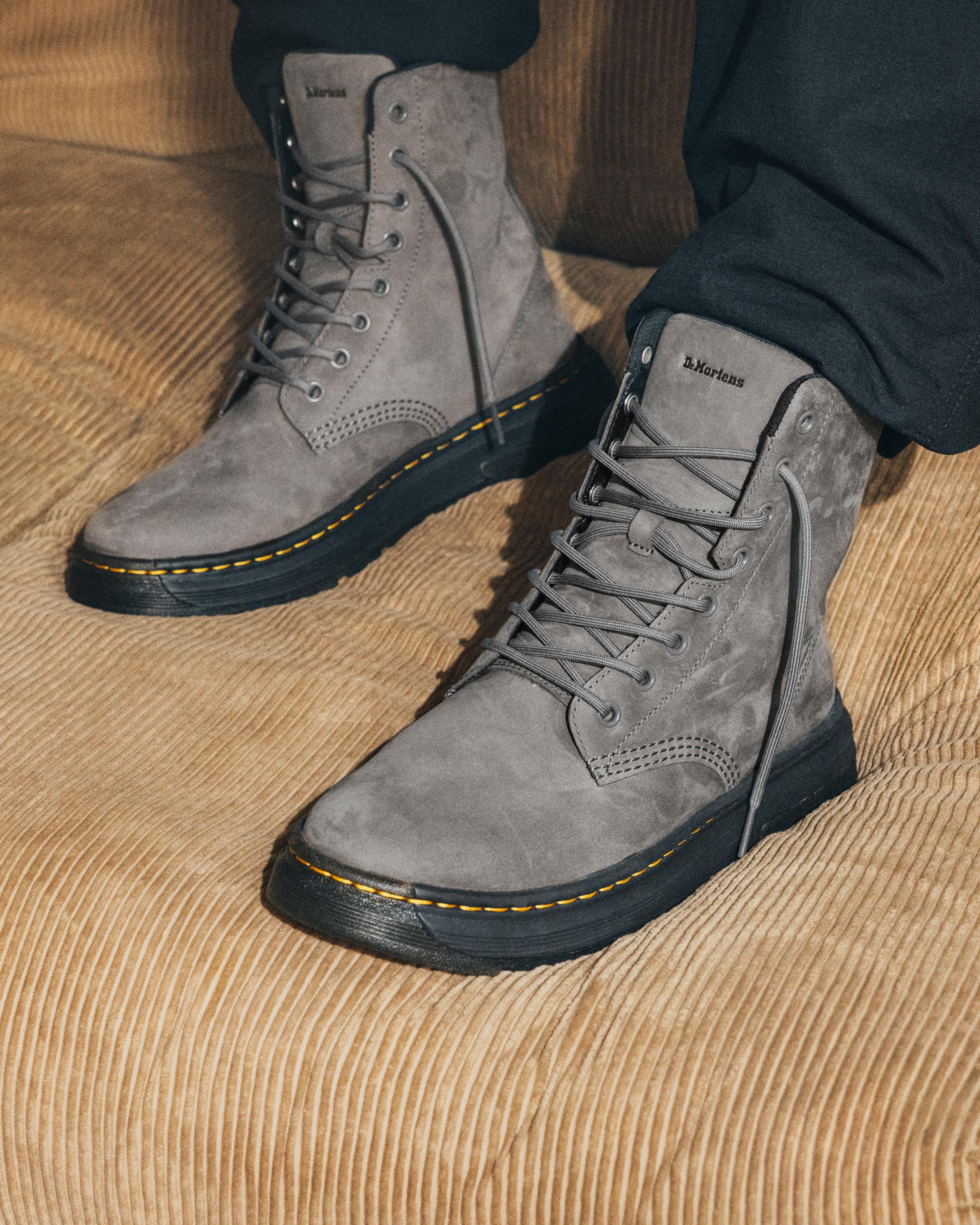 Crewson Leather Lace Up Boots in GUNMETAL