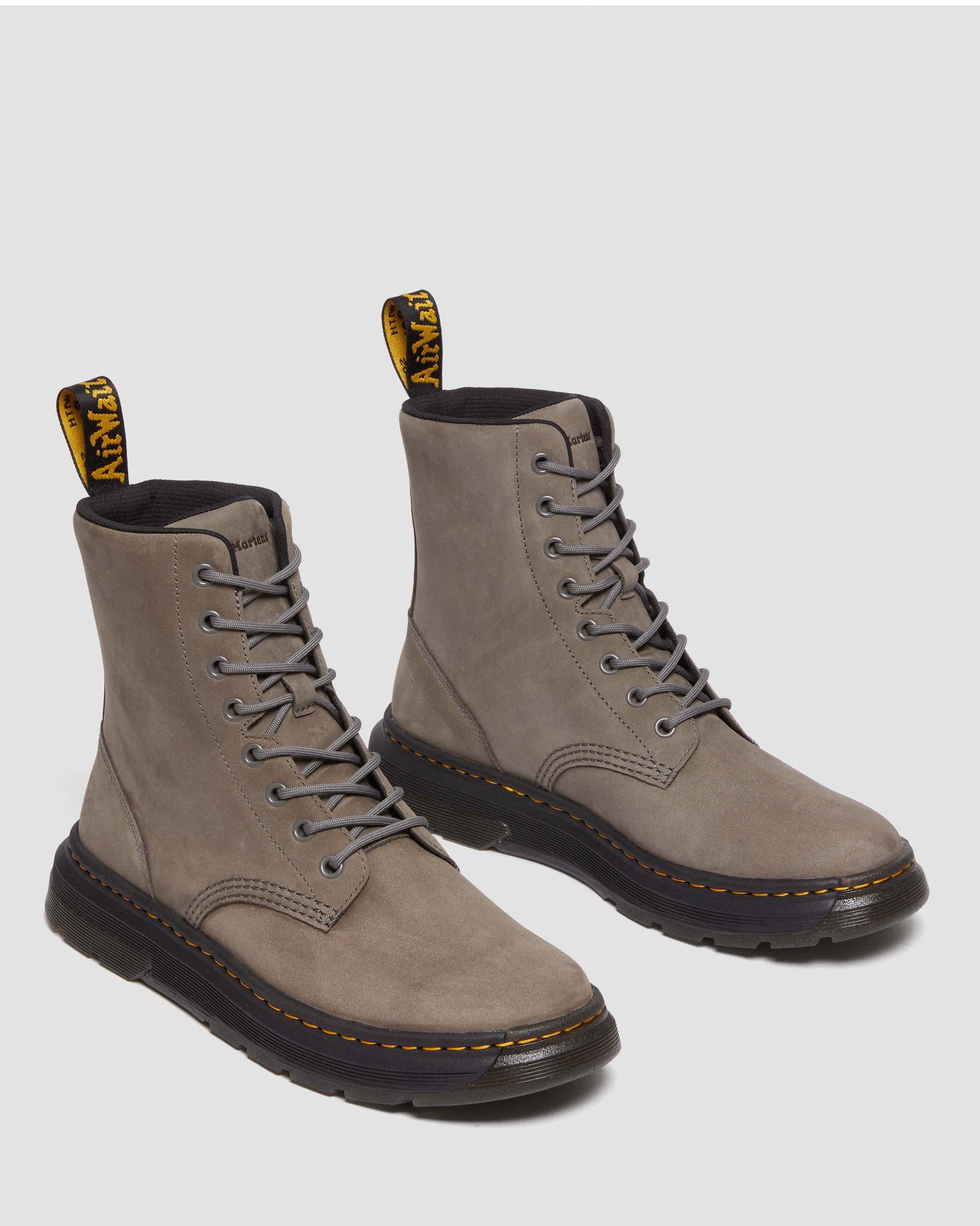 Crewson Leather Lace Up Boots in GUNMETAL