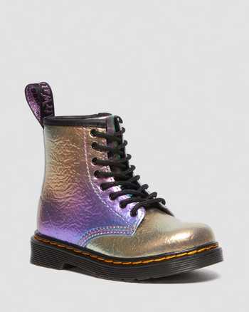 Baby 1460-snørestøvler i krøllet læder med regnbueprint