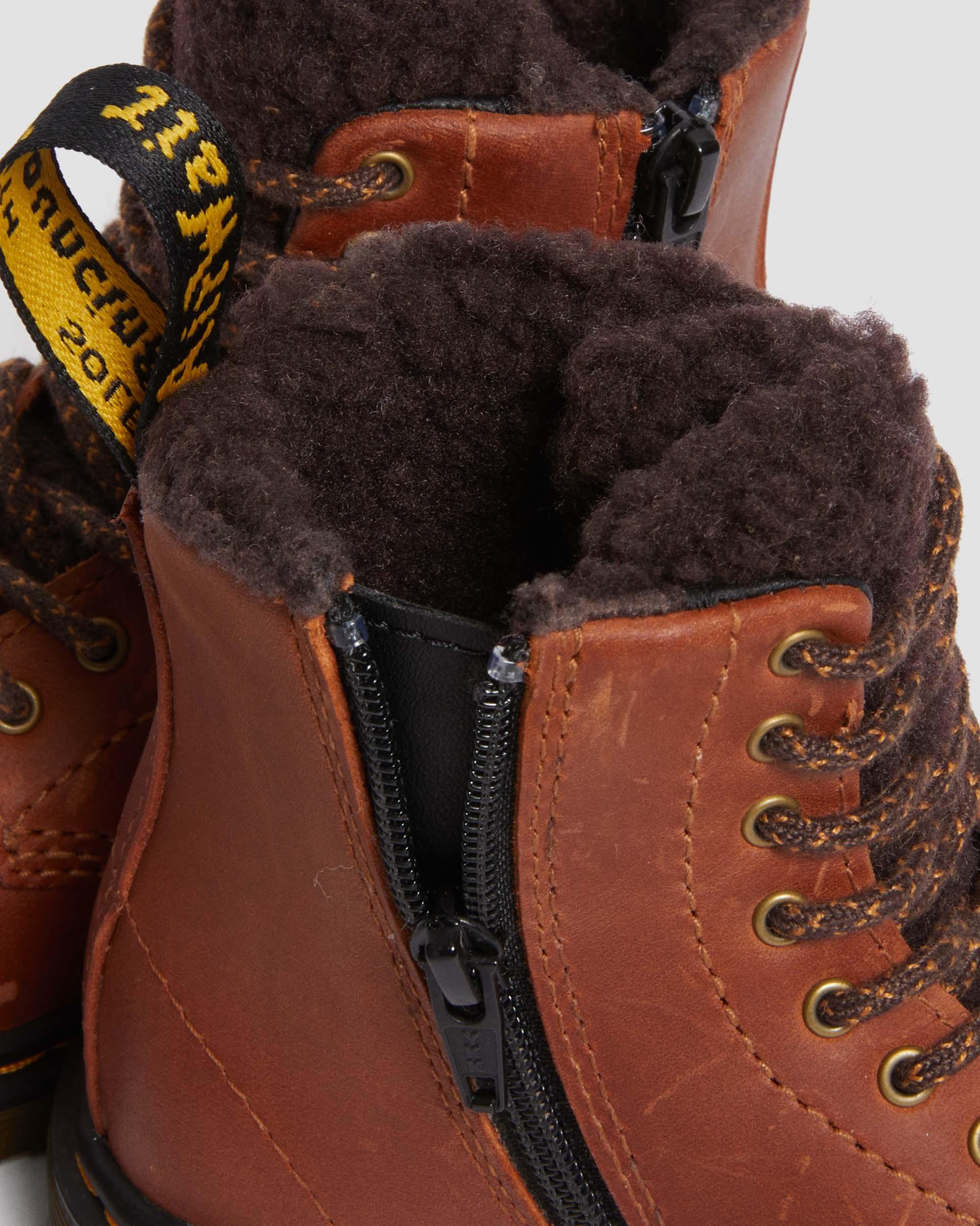 Shop Dr. Martens' Toddler 1460 Faux Fur Lined Boots In Brown