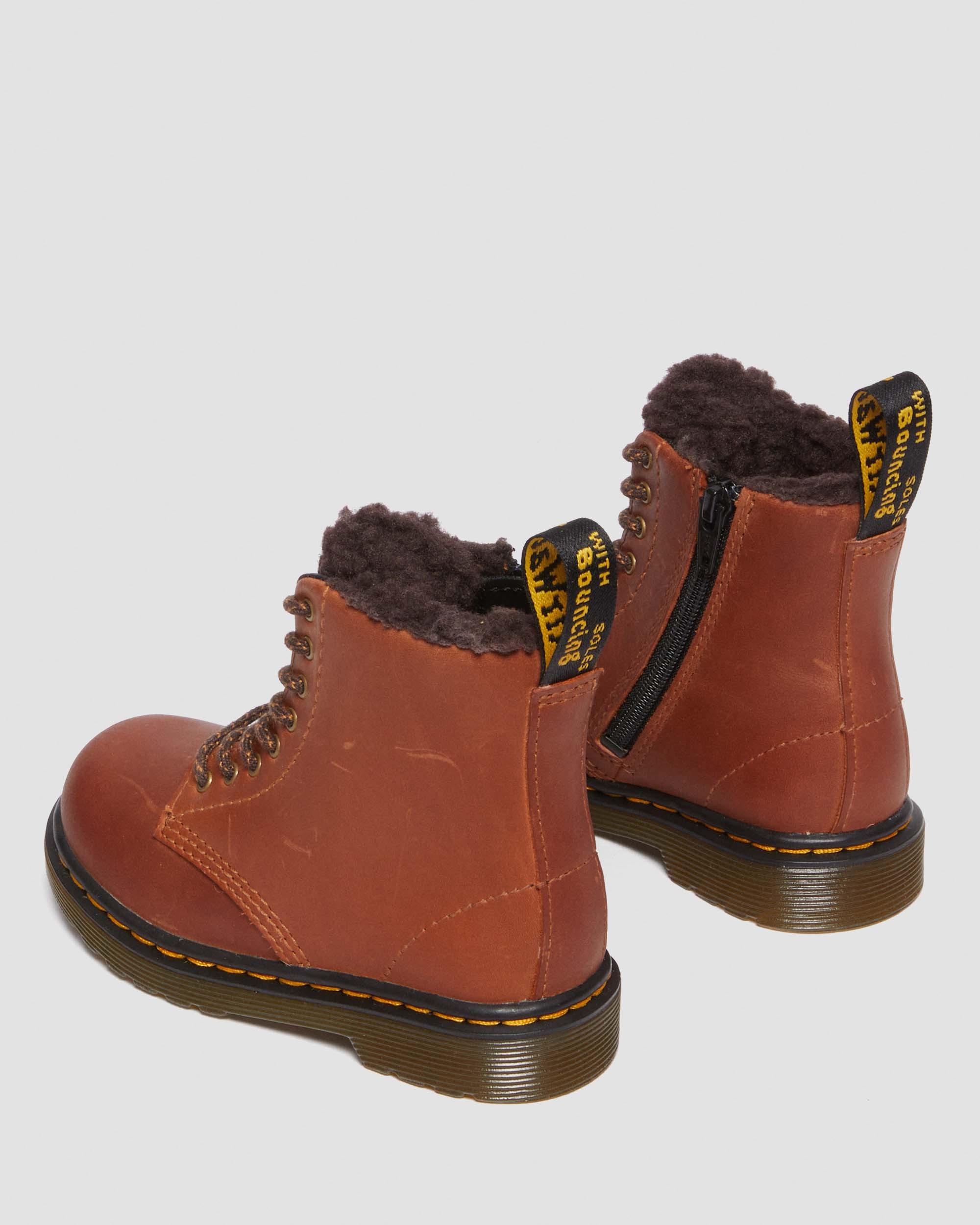 Shop Dr. Martens' Toddler 1460 Faux Fur Lined Boots In Brown