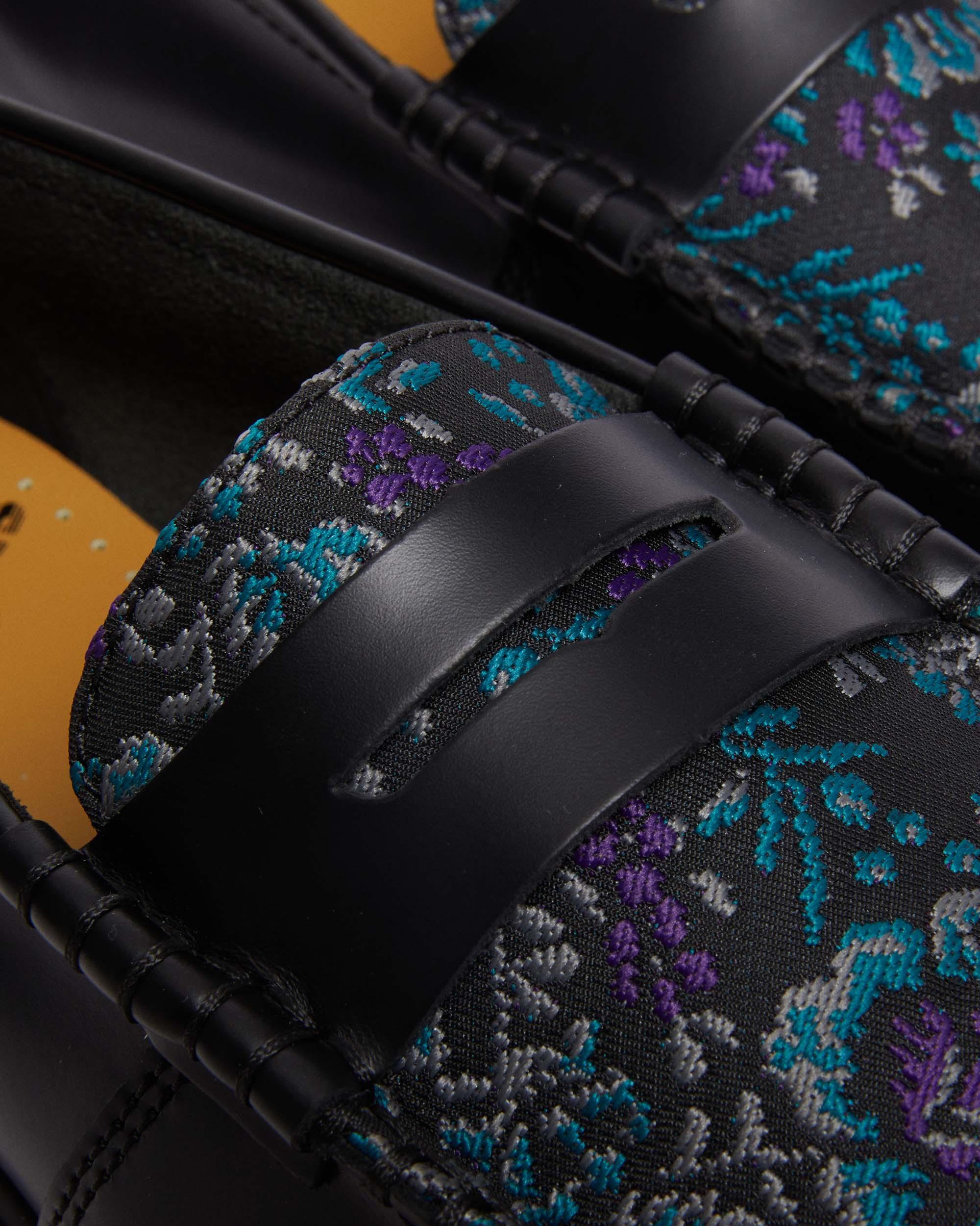 Penton Floral Jacquard Loafers in BLACK+BLACK/RICH PURPLE | Dr