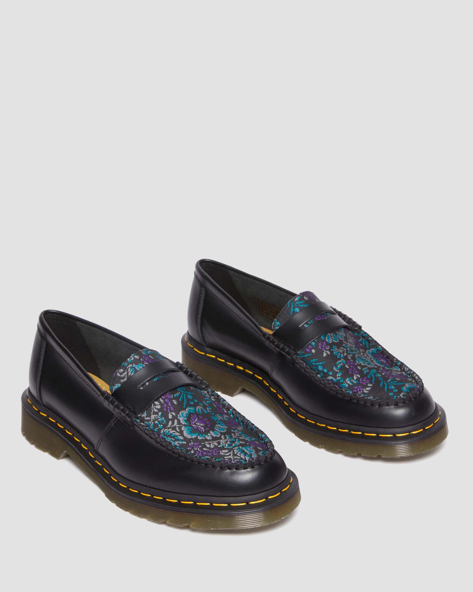 Penton Floral Jacquard Loafers in BLACK+BLACK/RICH PURPLE | Dr