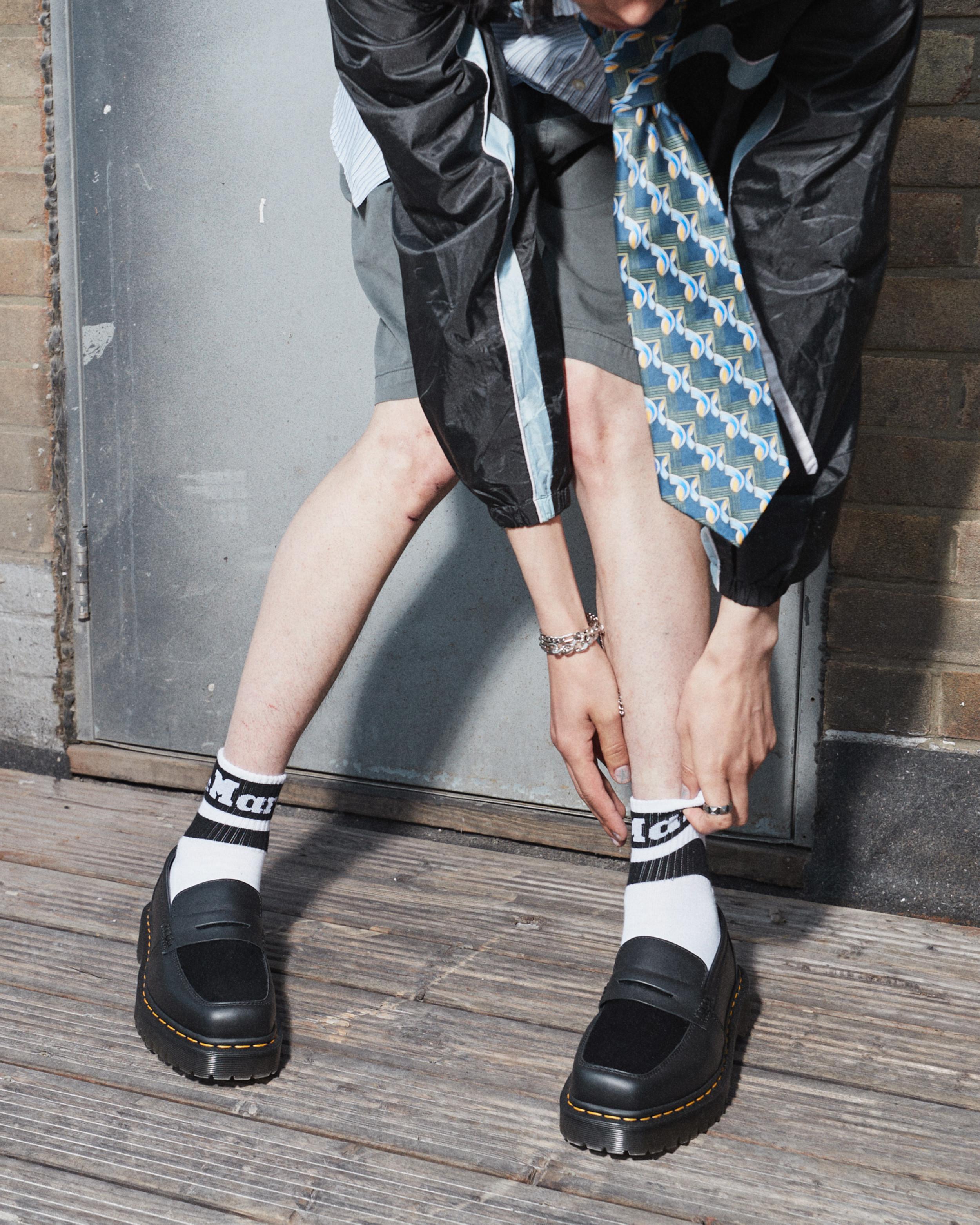 靴 Dr. Martens Penton Bex Square Toe Hair Penton Bex Square Toe Hair-On & Leather Loafers in BLACK | Dr