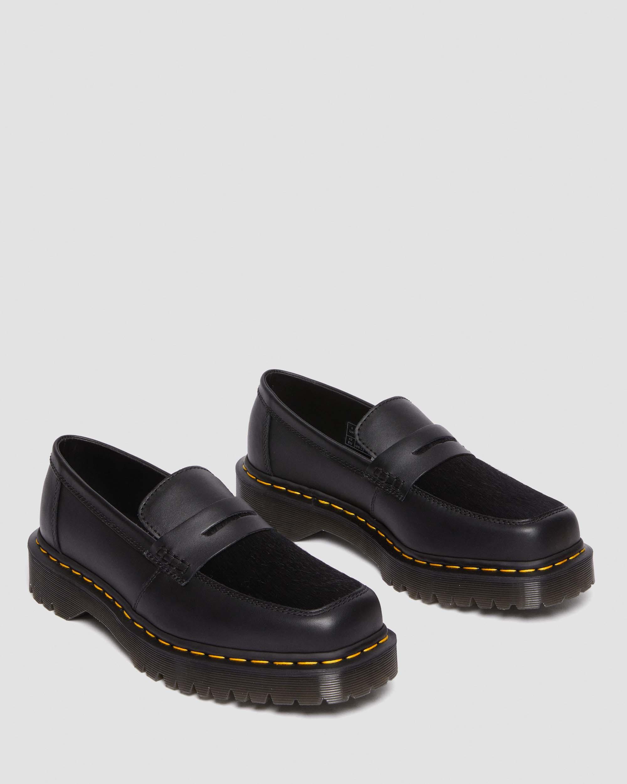 Penton Bex Square Toe Hair-On & Leather Loafers in BLACK | Dr