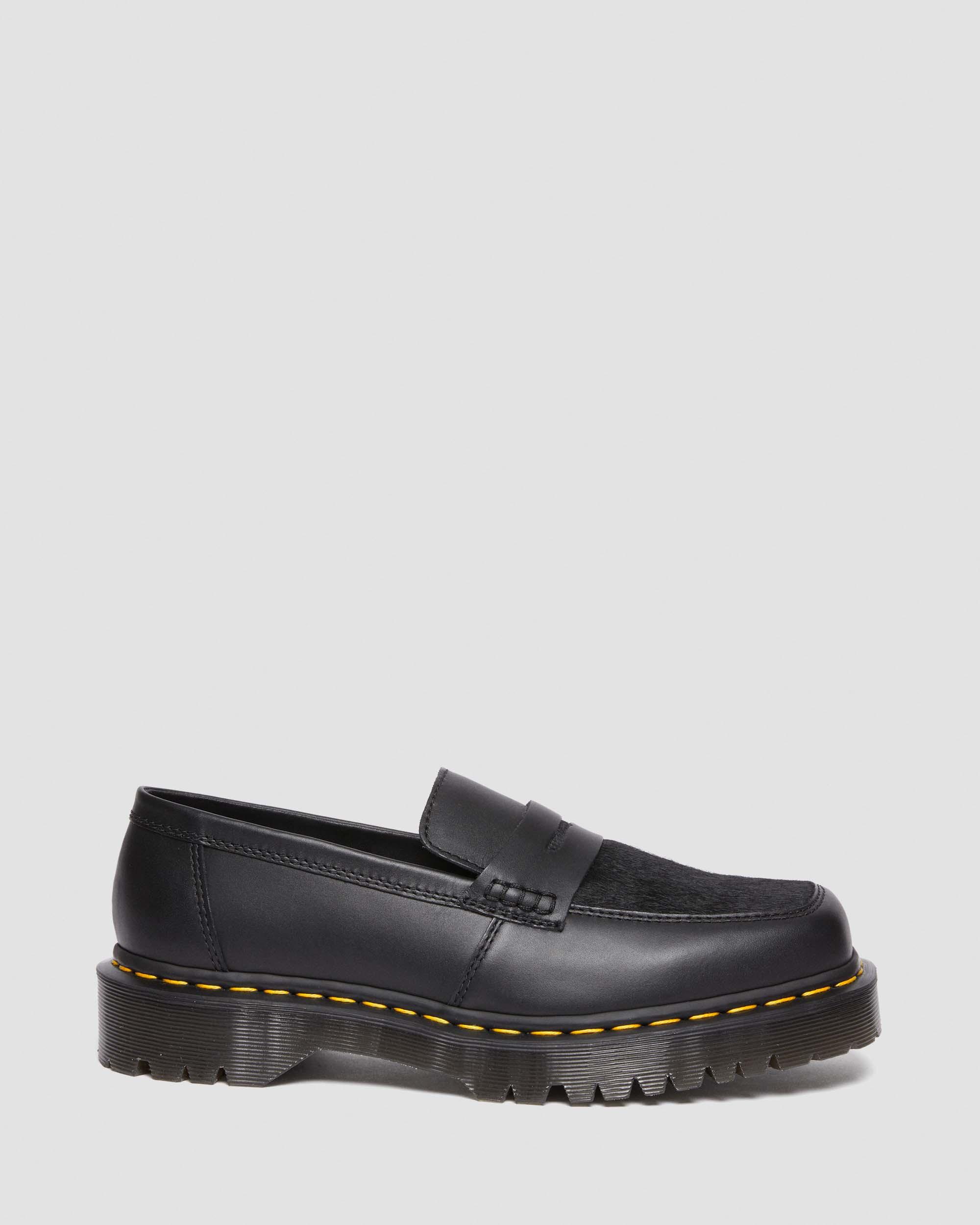 Penton Bex Square Toe Hair-On & Leather Loafers in BLACK | Dr