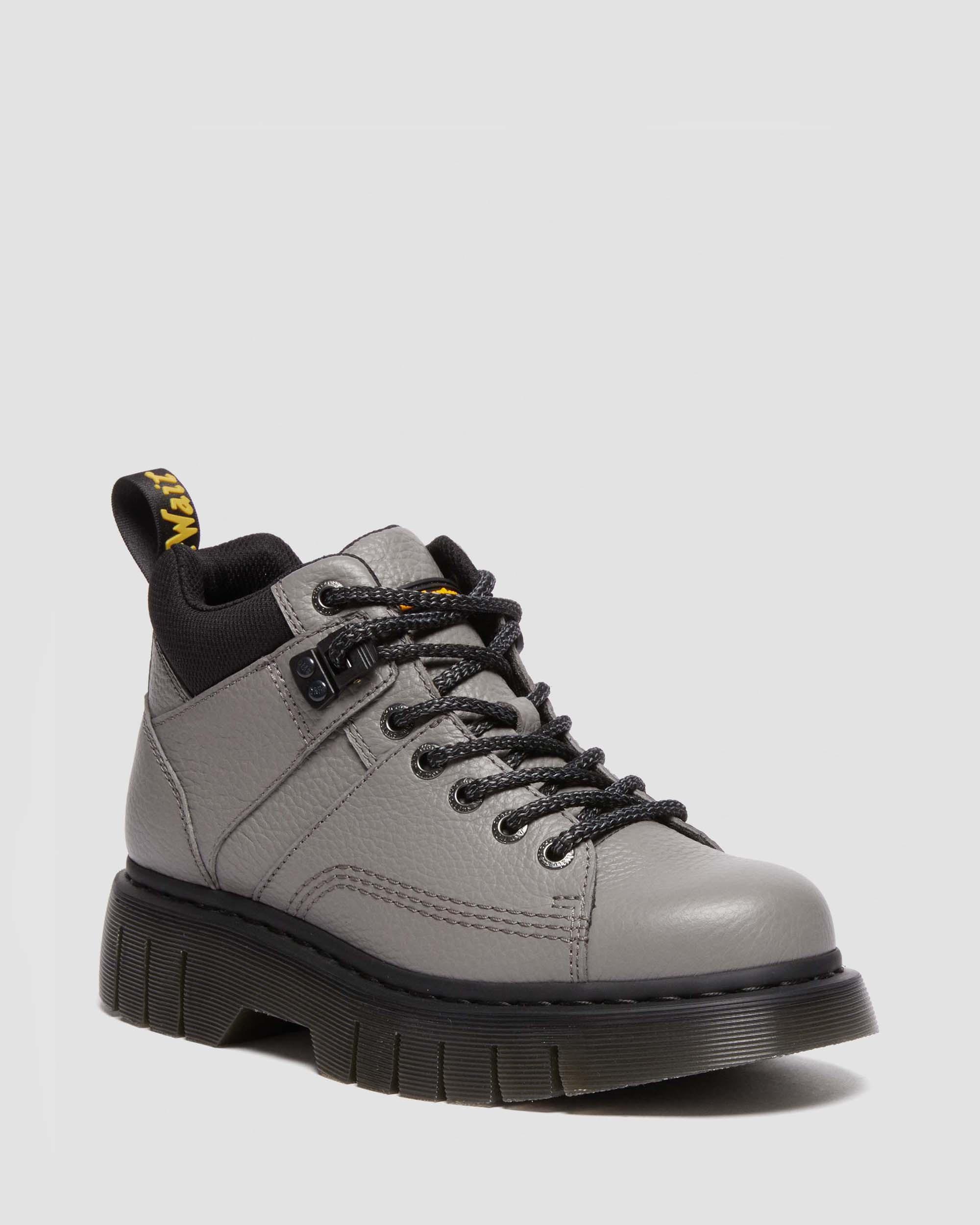 Woodard Leather Lace Up Ankle Boots in Nickel Grey | Dr. Martens
