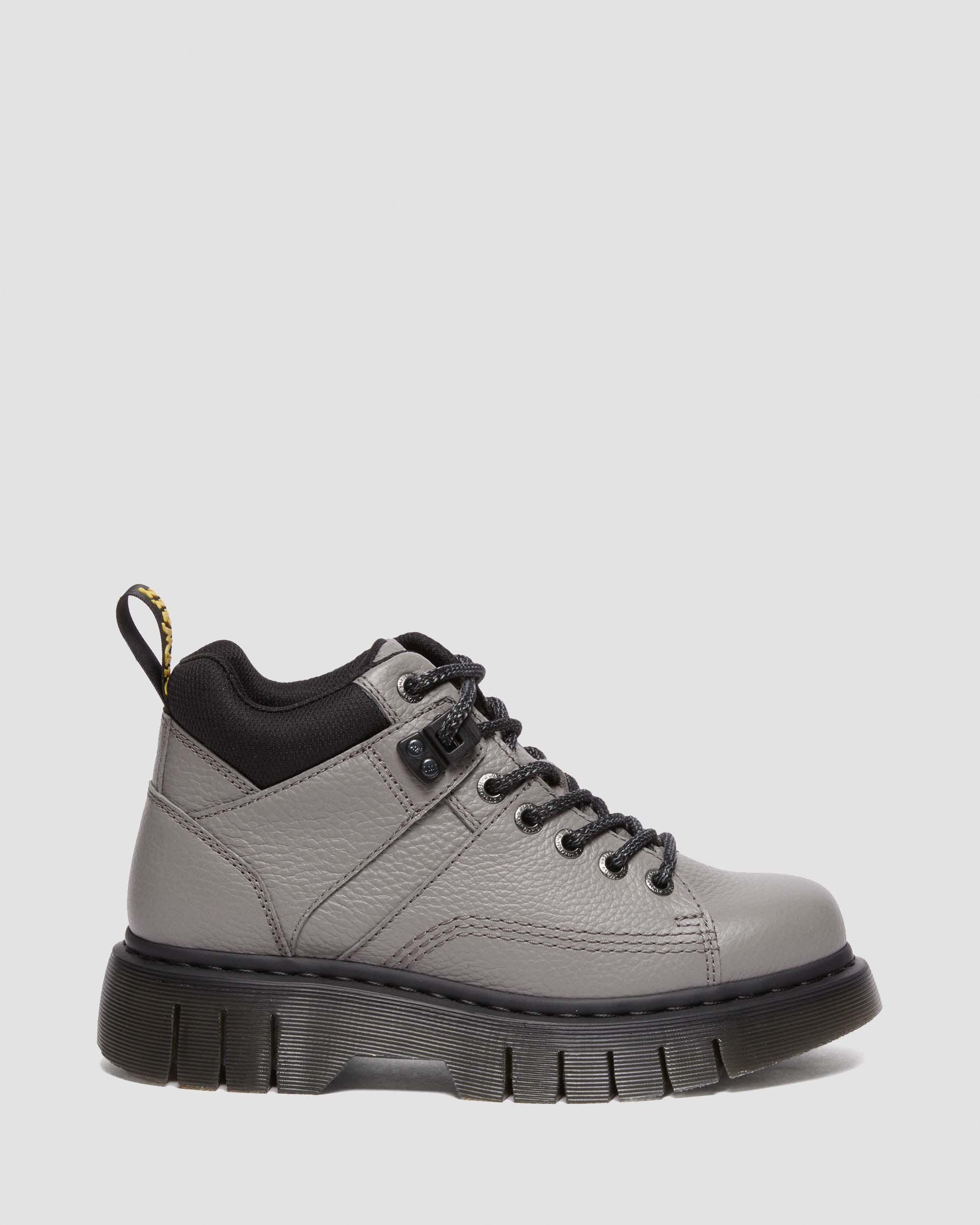 Woodard Leather Lace Up Ankle Boots in NICKEL GREY+BLACK